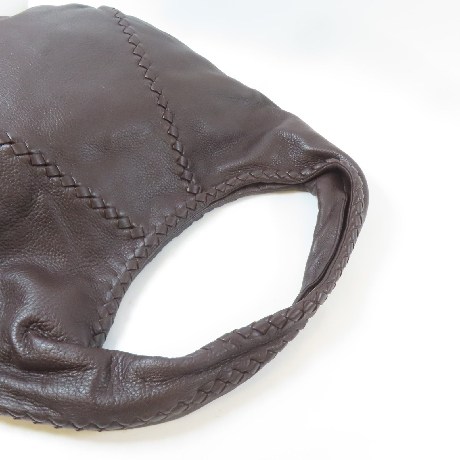 BOTTEGA VENETA 牛皮皮革Tote Bag銀扣手挽袋啡色
