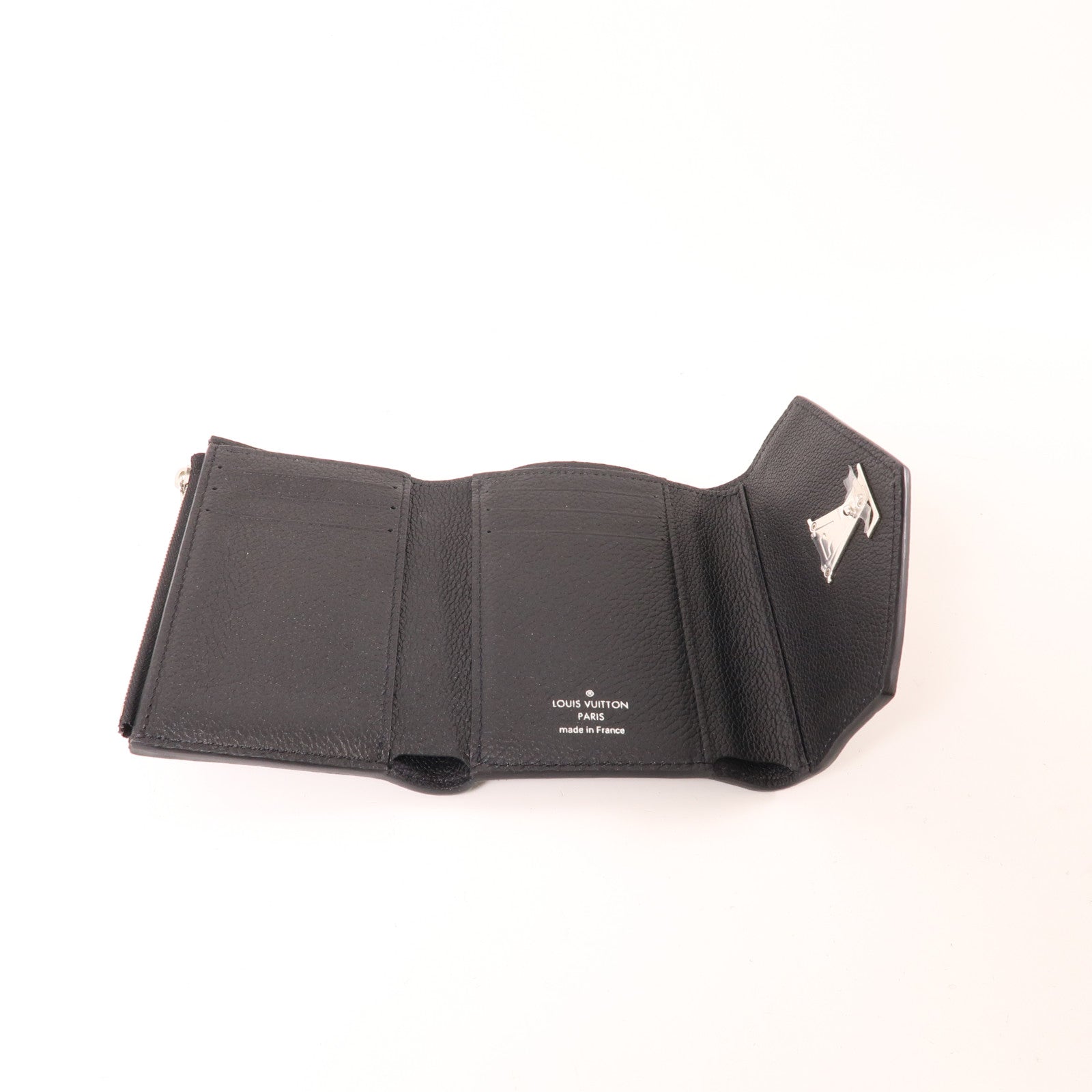 LOUIS VUITTON 牛皮皮革MyLockMe Compact Wallet銀扣錢包黑色