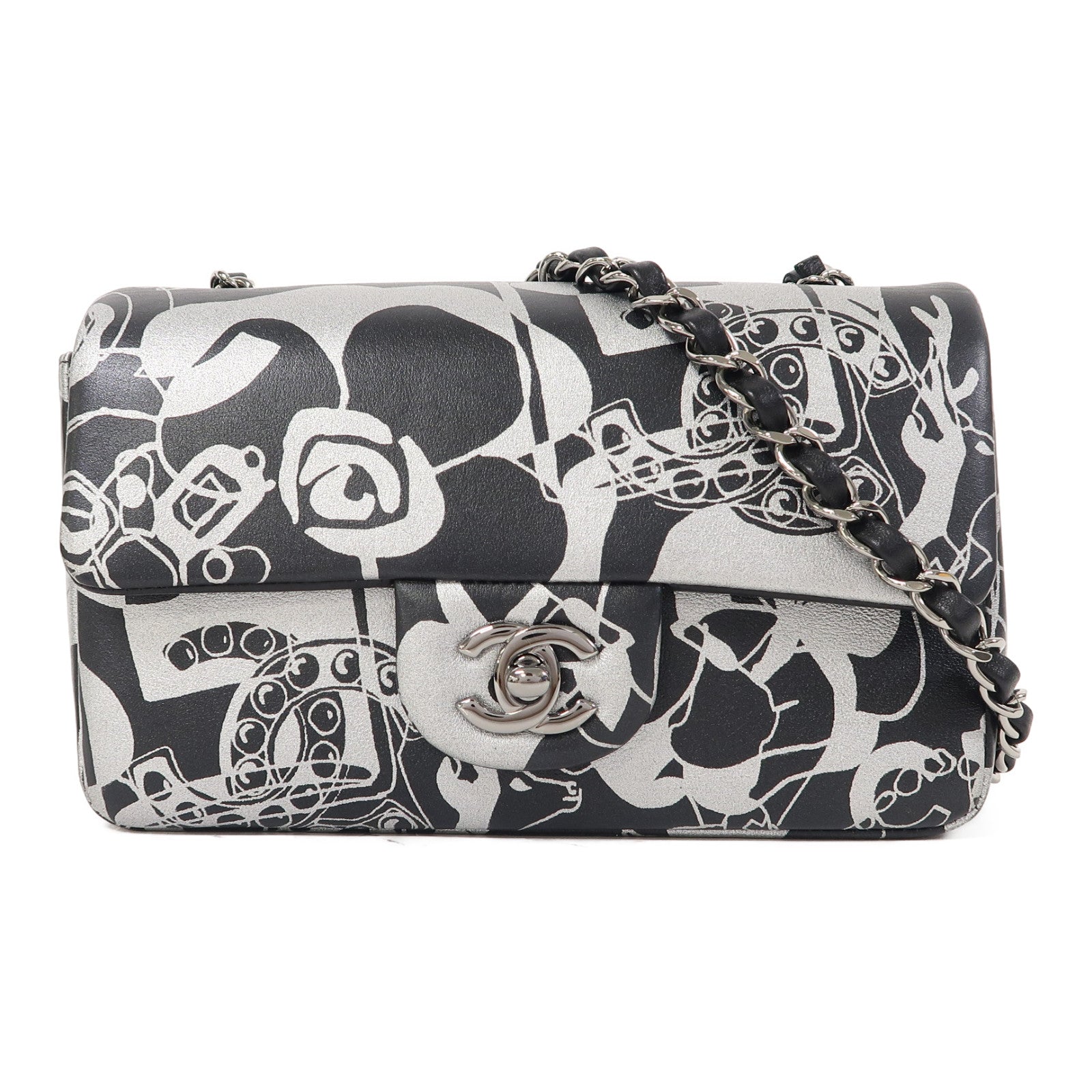 CHANEL (PRICE DOWN) CC SHW Chain Shoulder Bag Calfskin Leather Black/Silver
