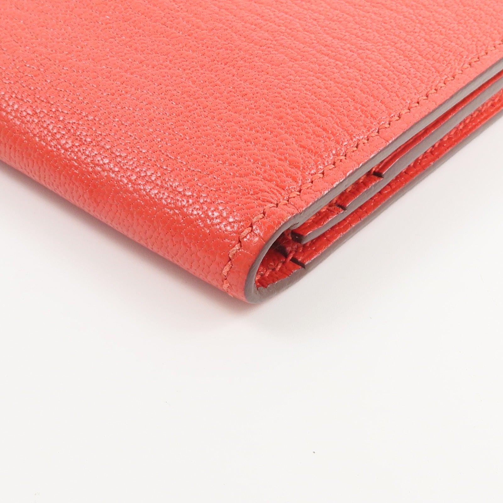 HERMES Chevre皮革Bearn Wallet長錢包Rouge de Coeur