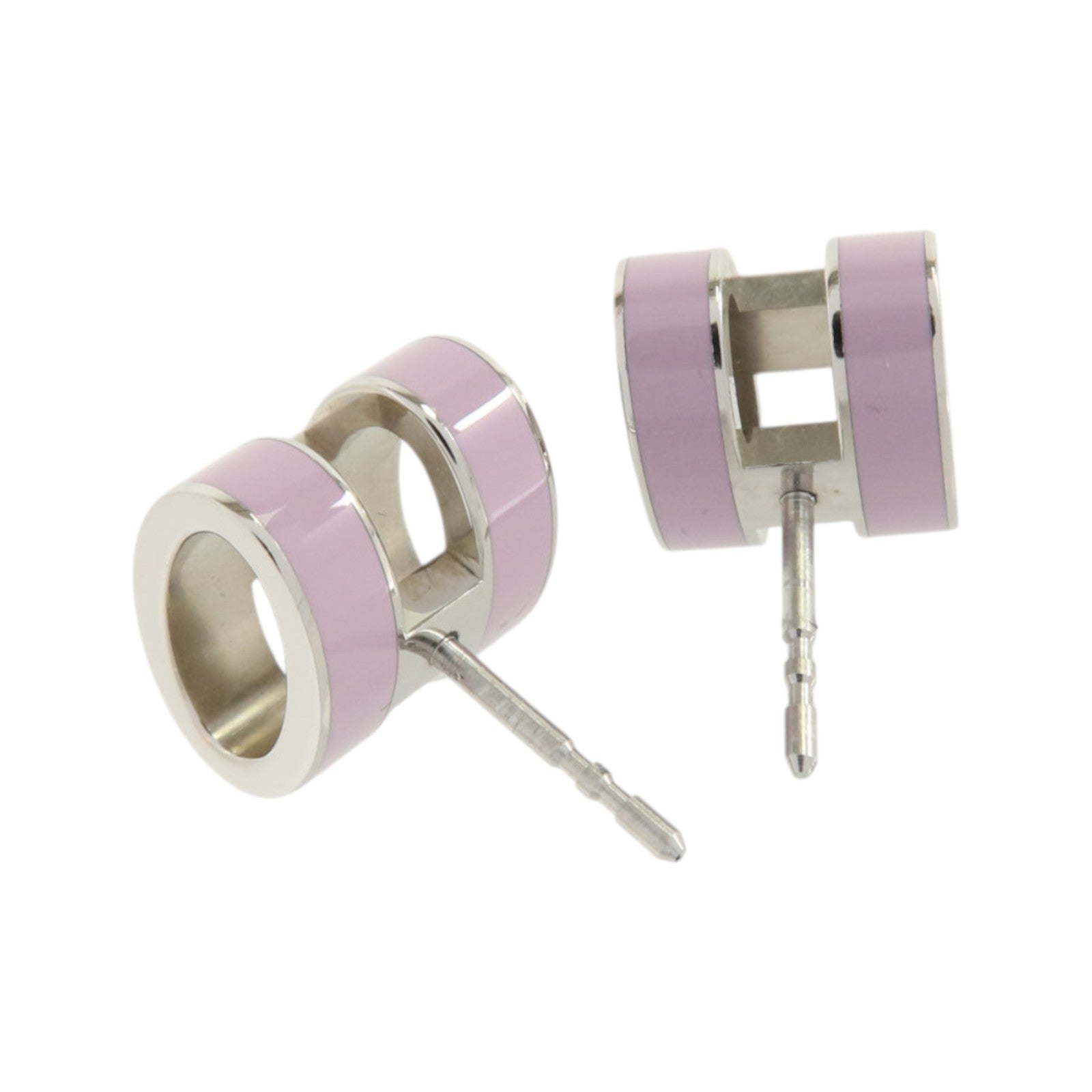 HERMES 金屬/琺瑯Pop H Earrings銀扣耳環