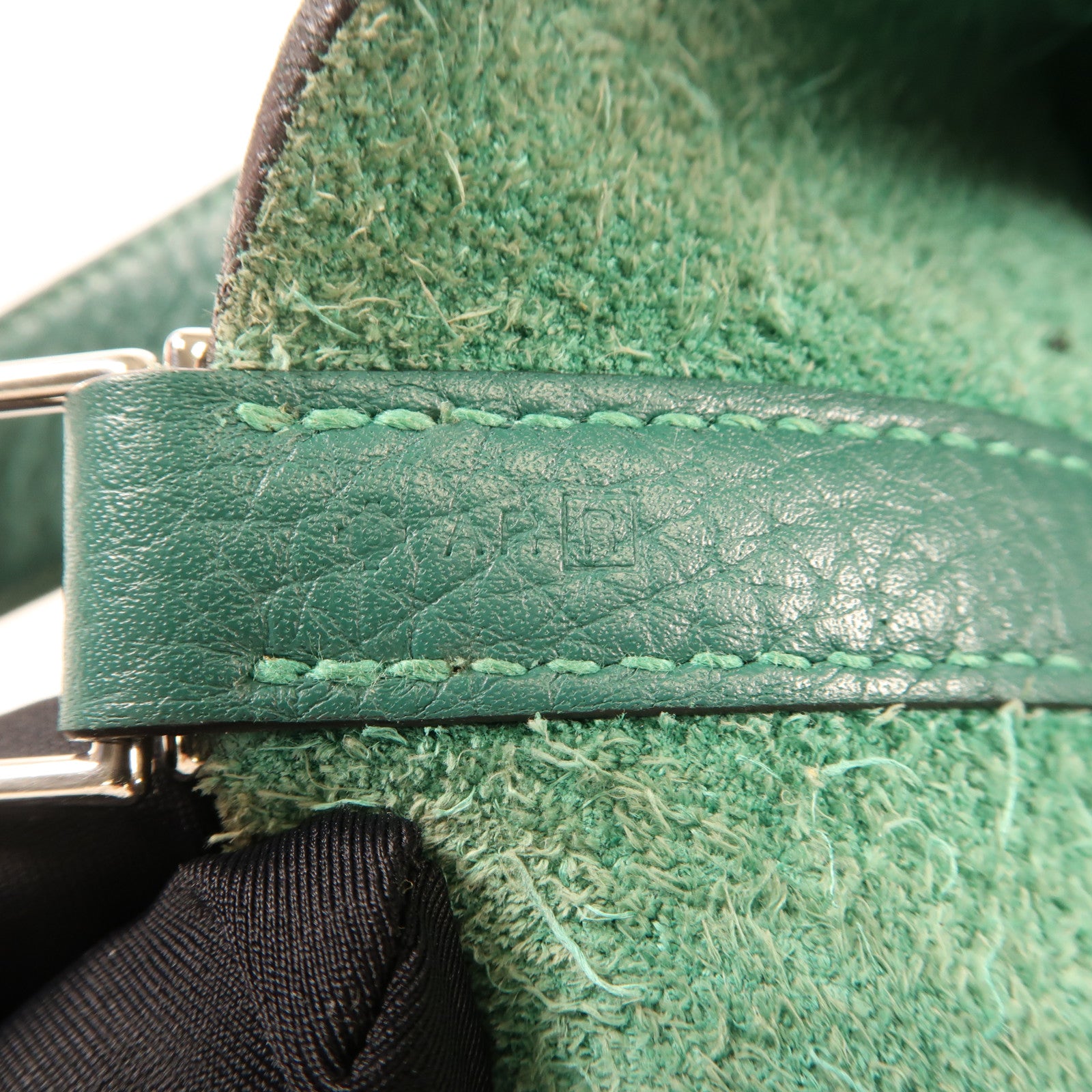 HERMES Clemence皮革Picotin MM銀扣手挽袋Vert Vertigo