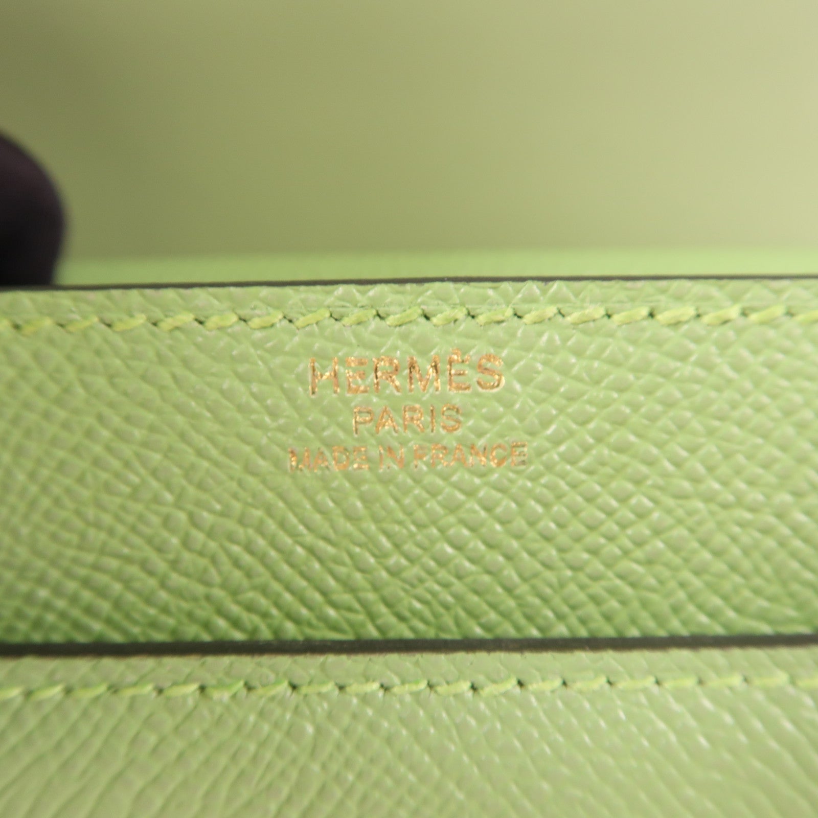 HERMES Epsom皮革Verrou 23金扣肩背袋Vert Criquet