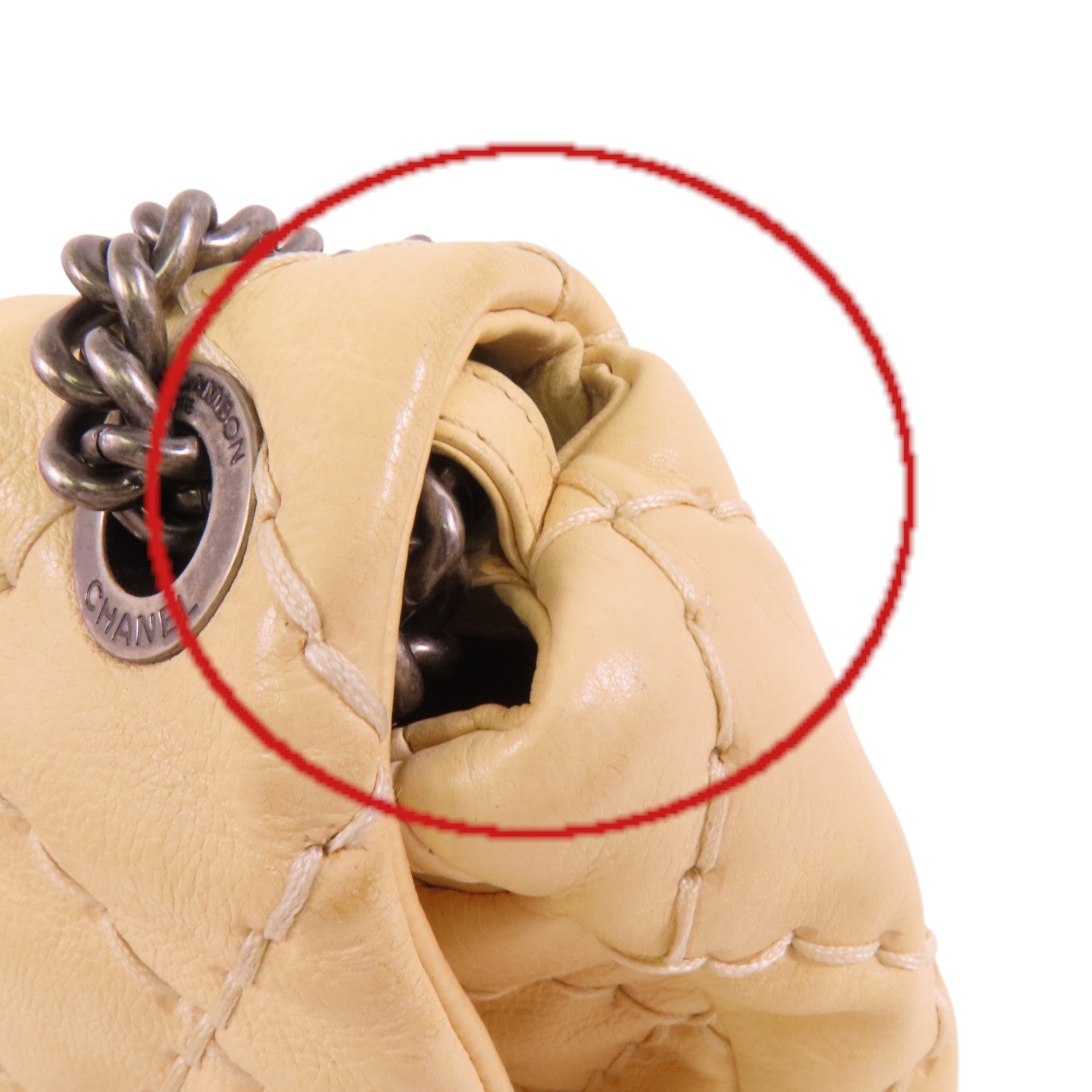 CHANEL 牛皮皮革Chain Shoulder銀扣鏈帶肩背袋