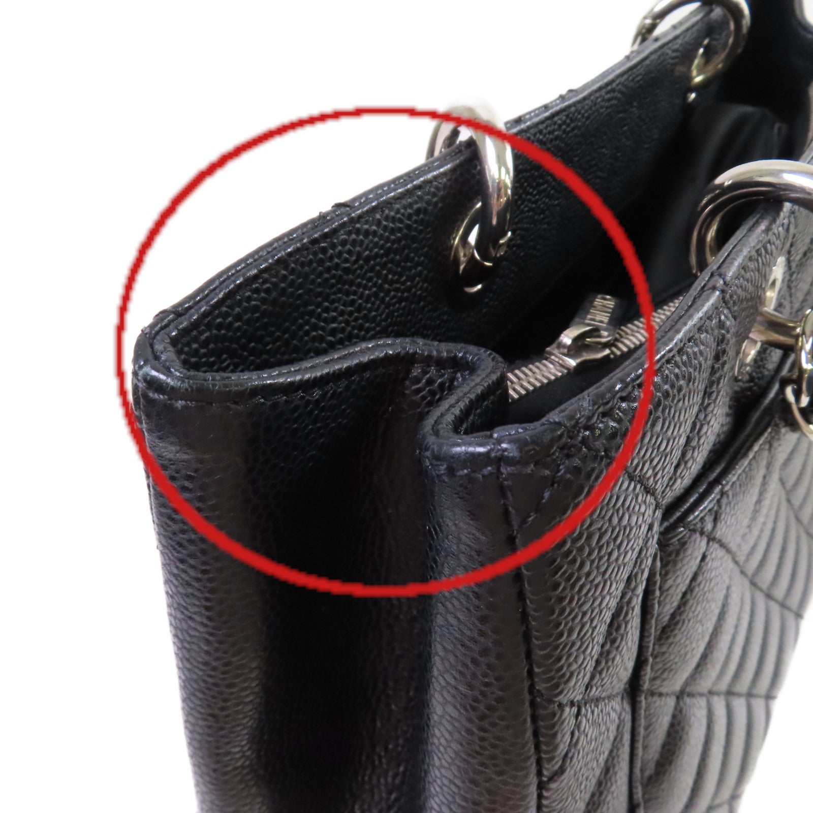 CHANEL 【激減優惠】菱格Caviar皮革GST Chain Shoulder Bag銀扣鏈帶肩背袋黑色