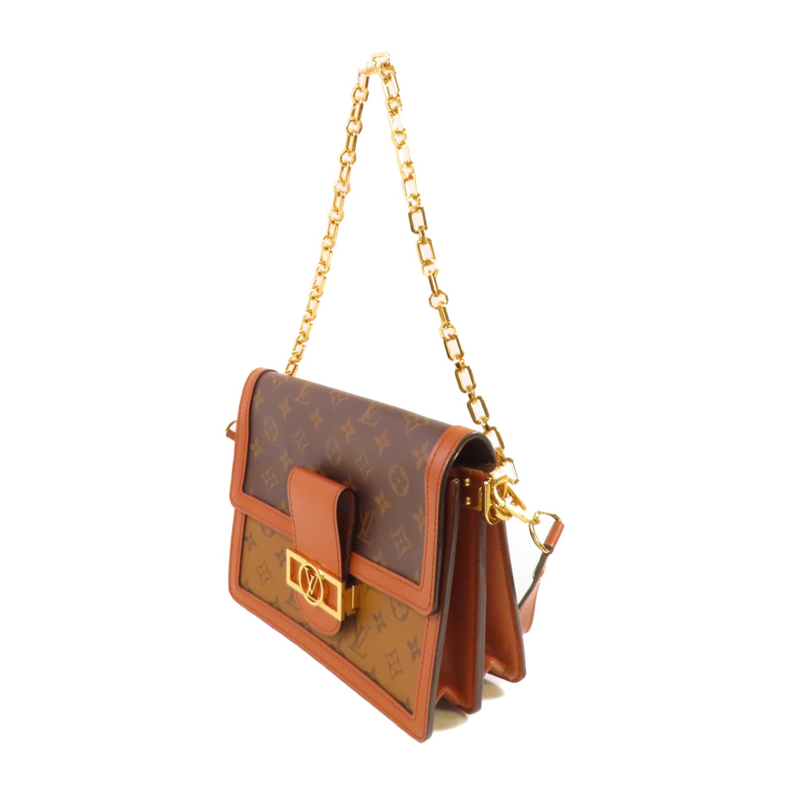 LOUIS VUITTON Monogram Reverse Dauphine MM 2Way Shoulder Bag金扣手挽肩背兩用袋啡色