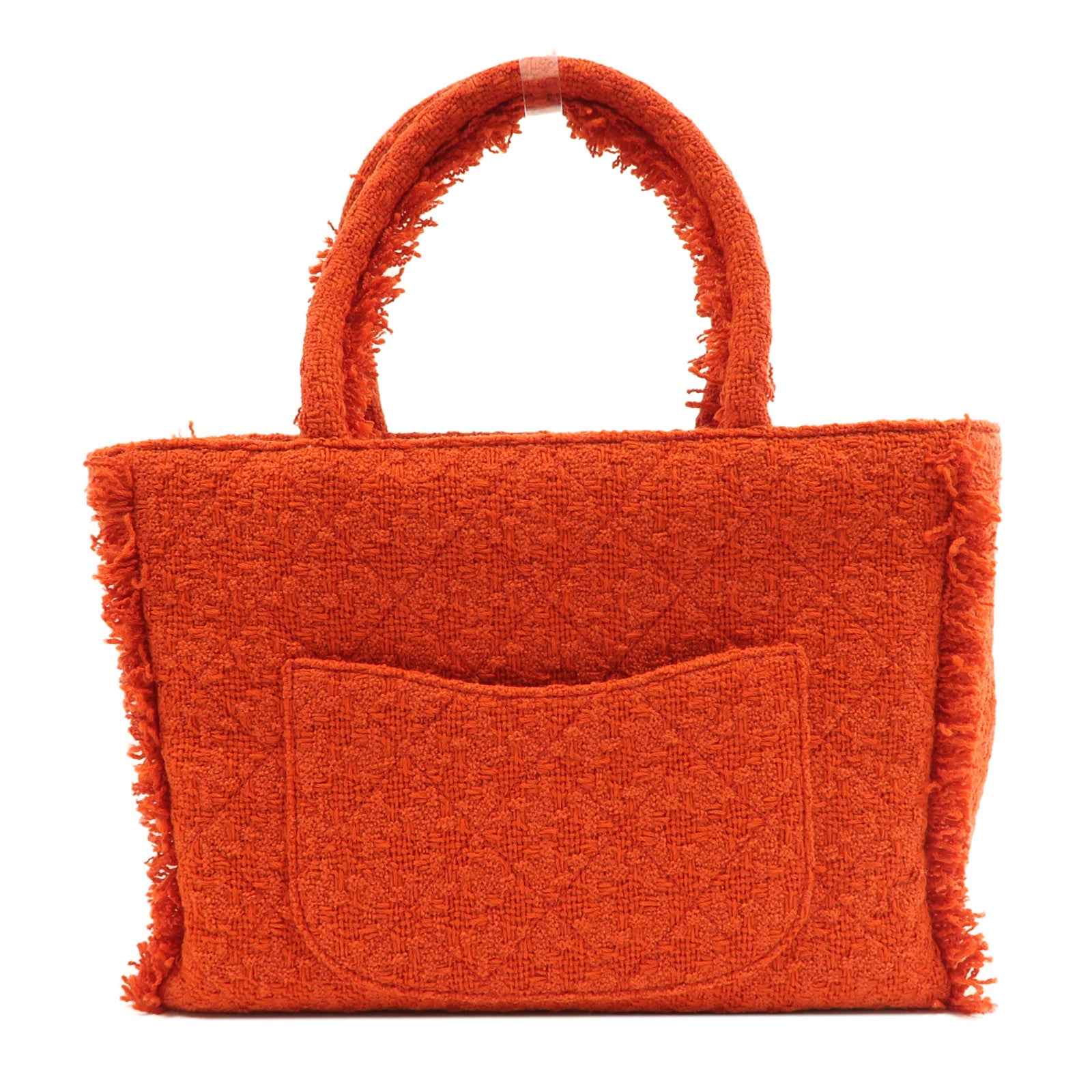 CHANEL 花呢Zipped Shoping Bag金扣手挽袋紅色