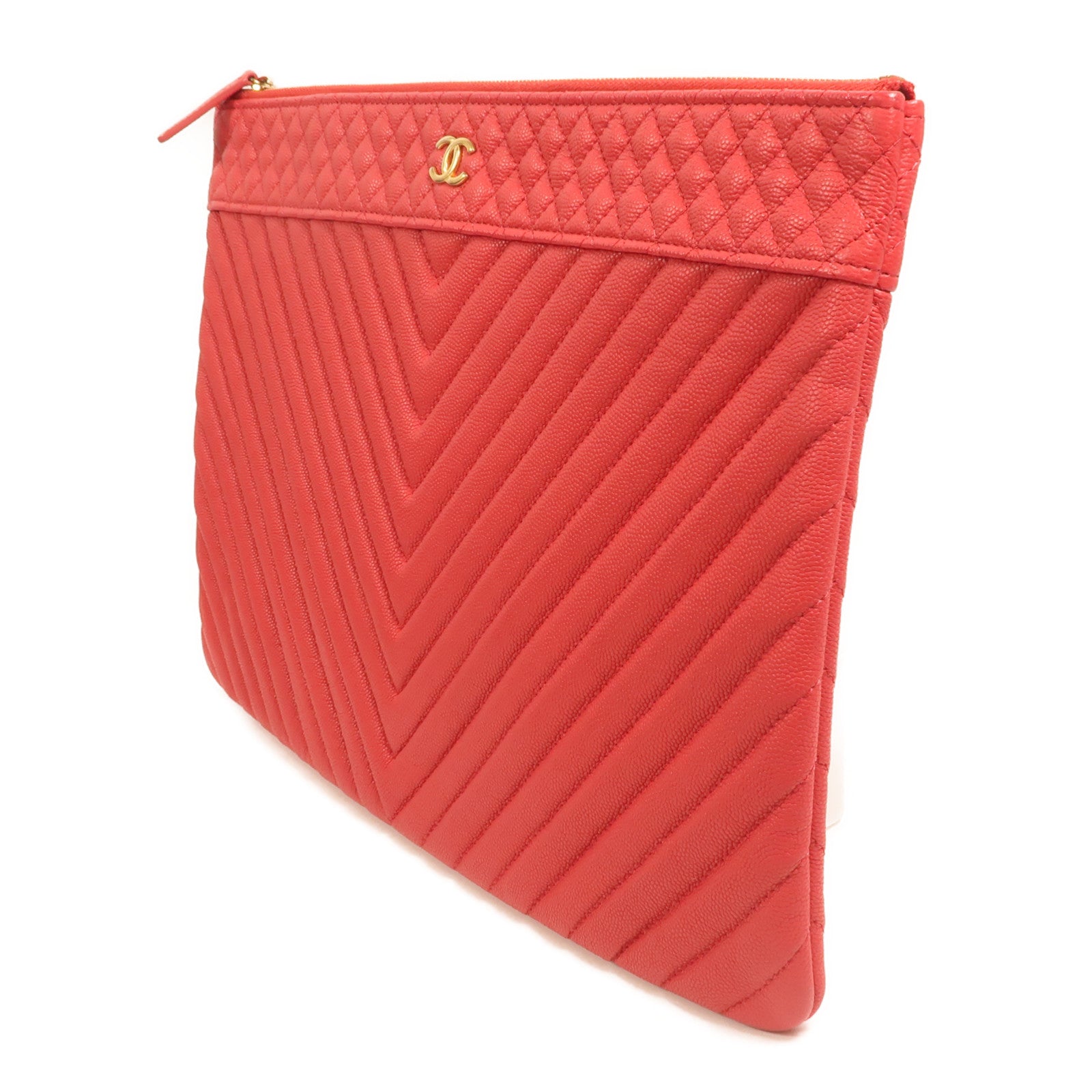 CHANEL 牛皮皮革Clutch金扣手拿包