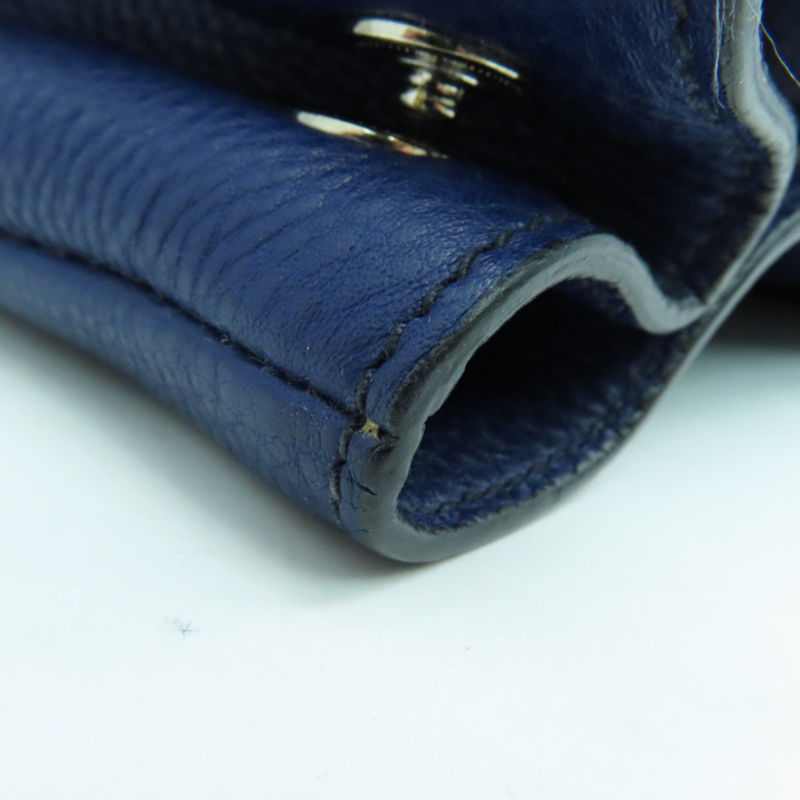 PRADA 【激減優惠】牛皮皮革2 Way Shoulder銀扣手挽肩背兩用袋藍色