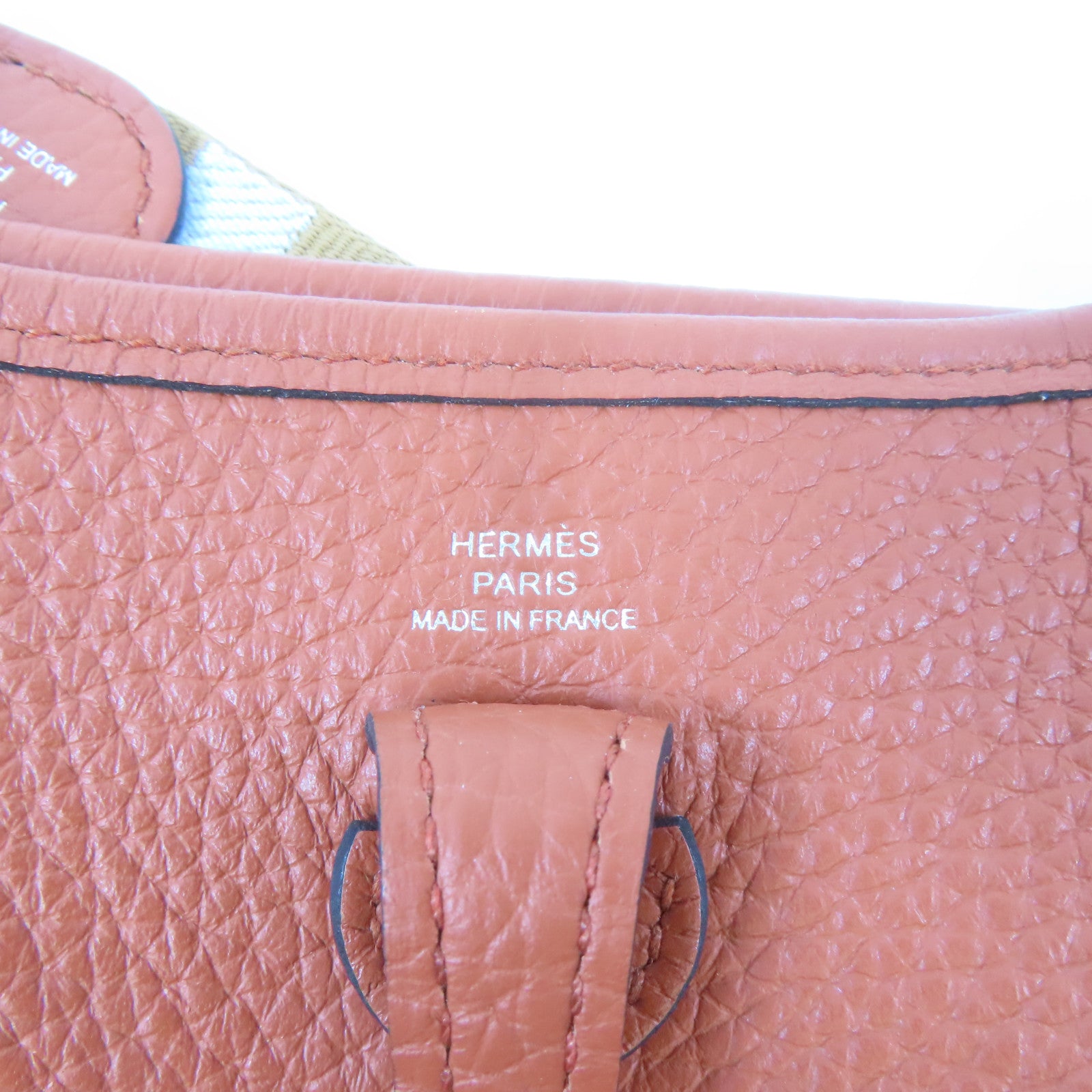 HERMES 【激減優惠】Clemence皮革Mini Evelyne銀扣肩背袋Cuivre/啡色