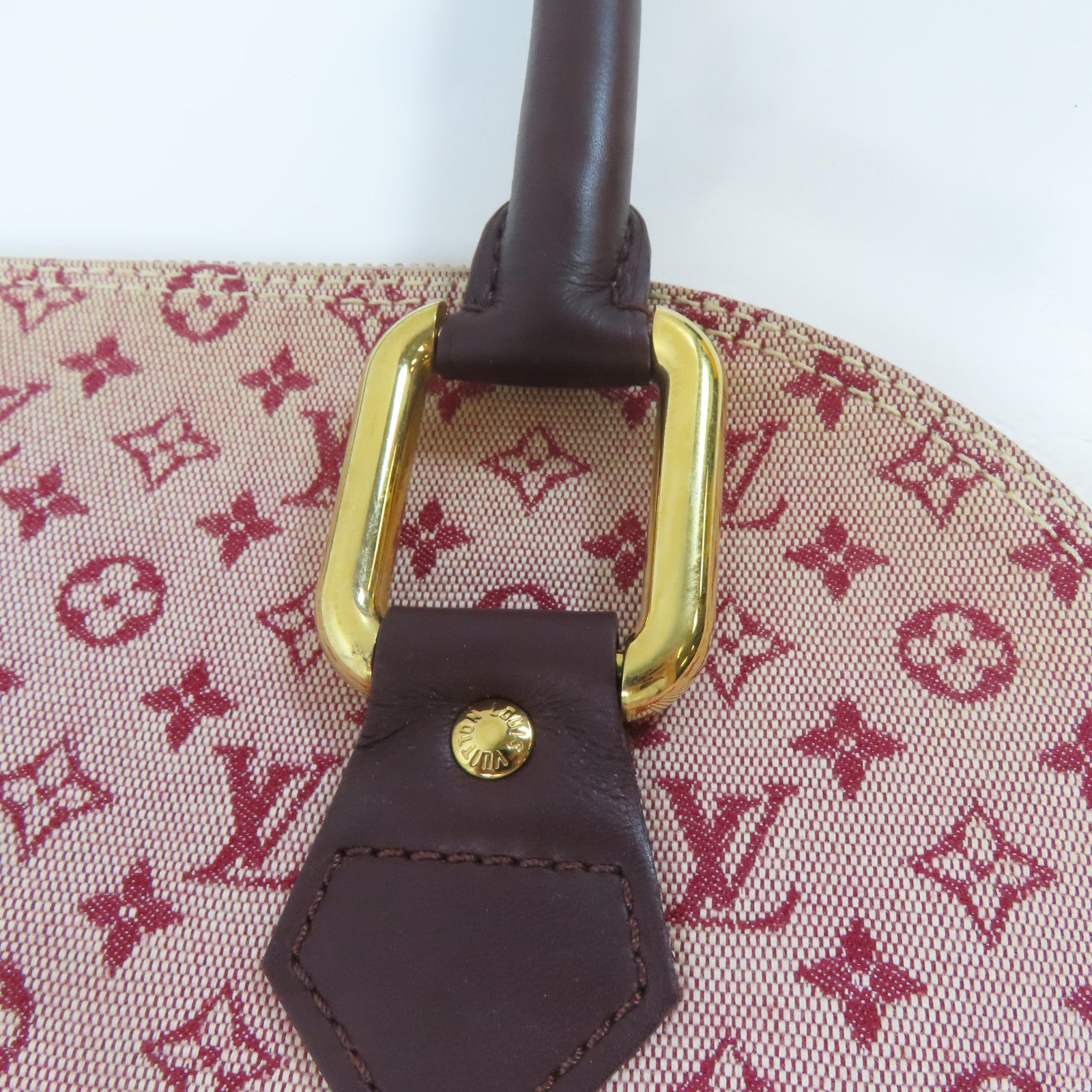 LOUIS VUITTON Monogram Mini Alma Haut金扣手挽袋紅色