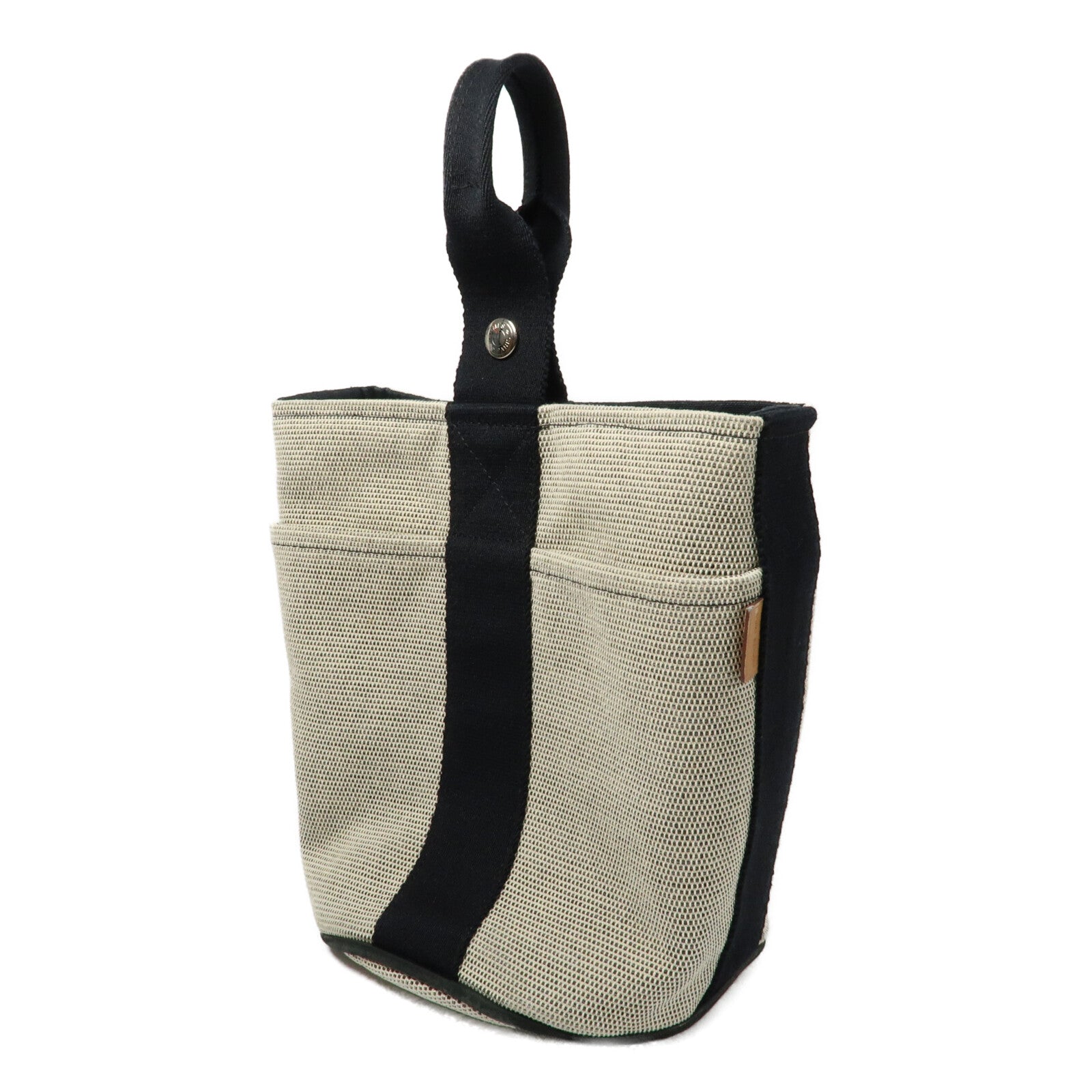 HERMES 帆布Saxo MM銀扣手挽袋