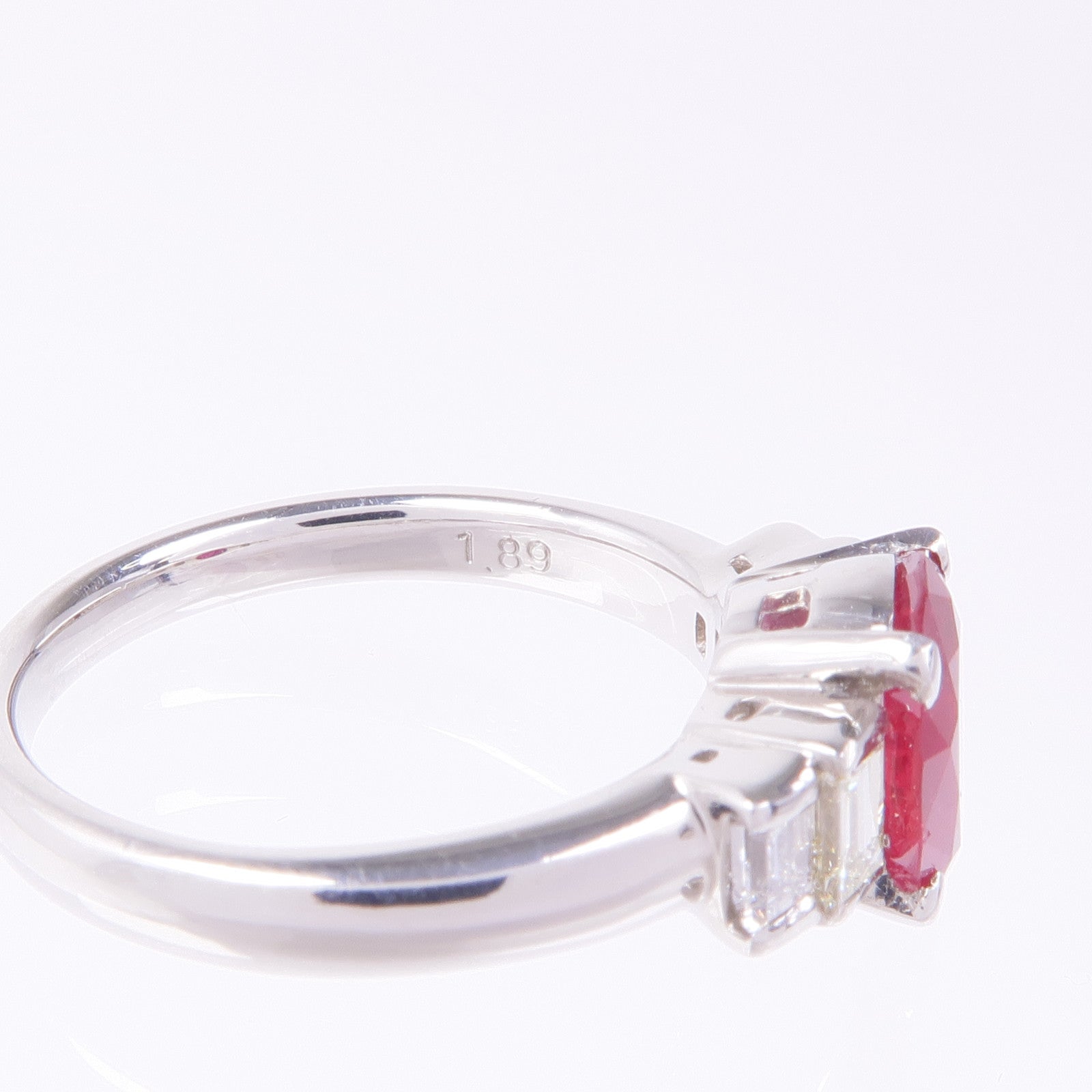 JEWELRY PT900鉑金Ruby Diamond Ring紅寶石/鑽石戒指US#5.75