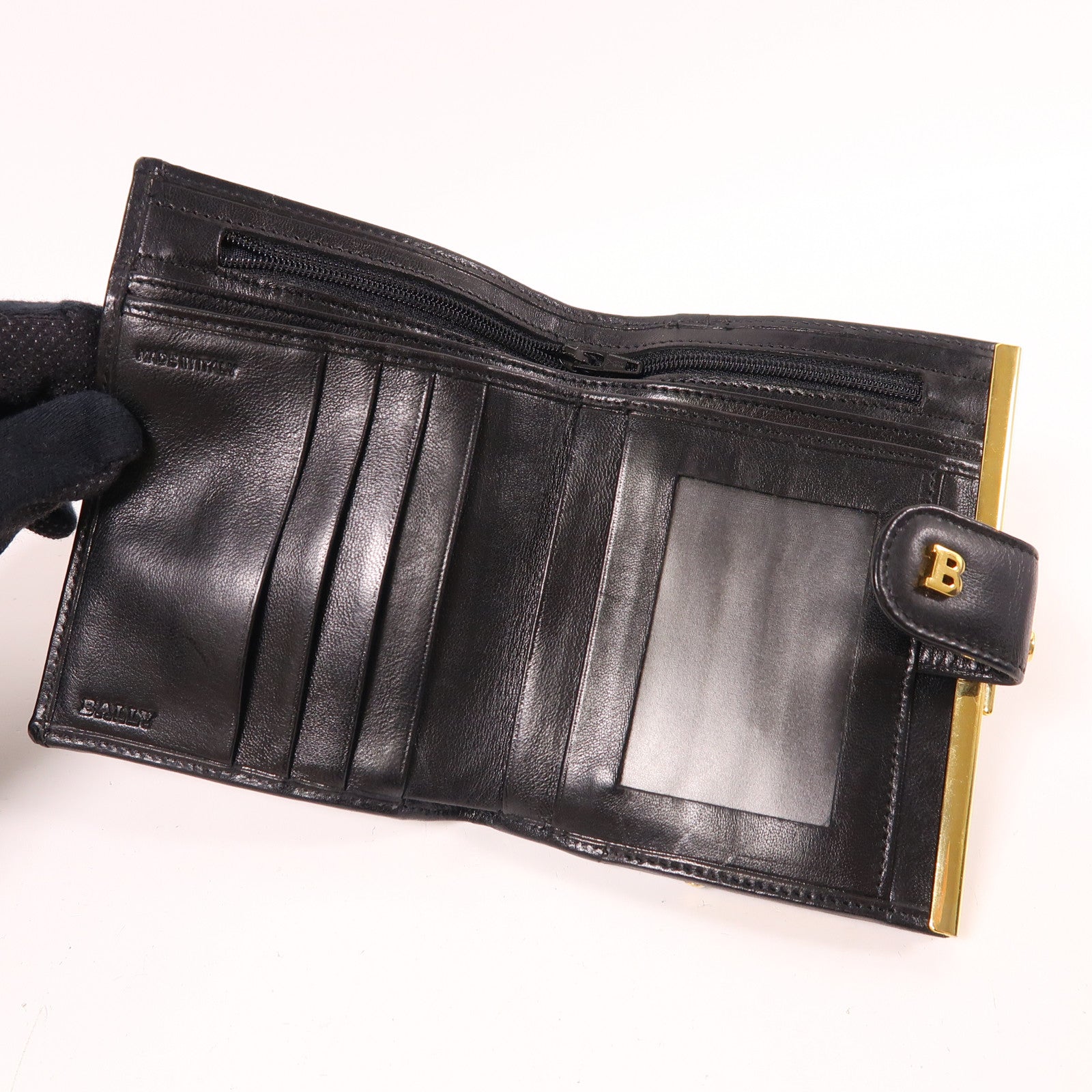 BALLY GHW Wallet Lambskin Leather Black