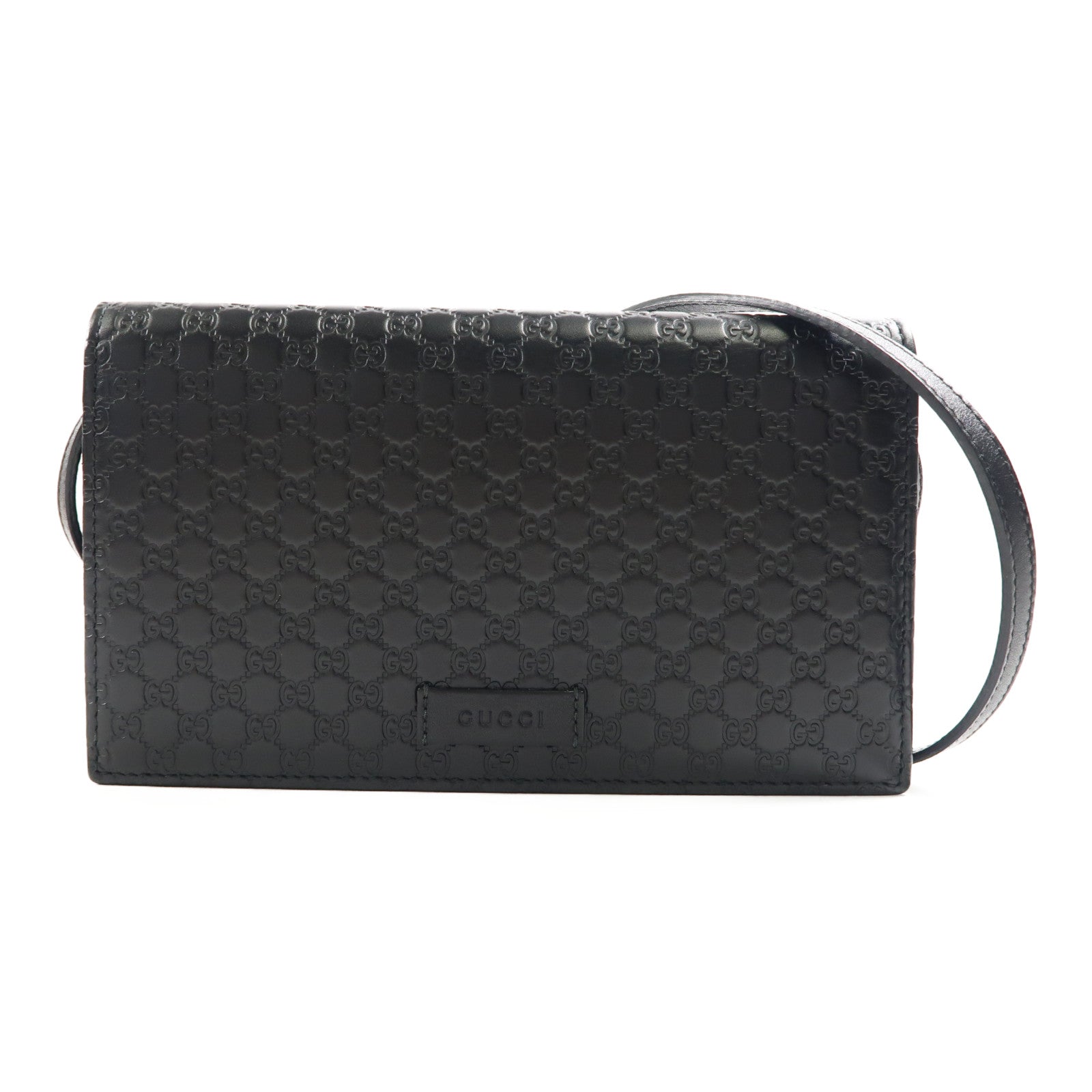GUCCI 【激減優惠】Guccissima皮革Shoulder Wallet金扣肩背袋黑色