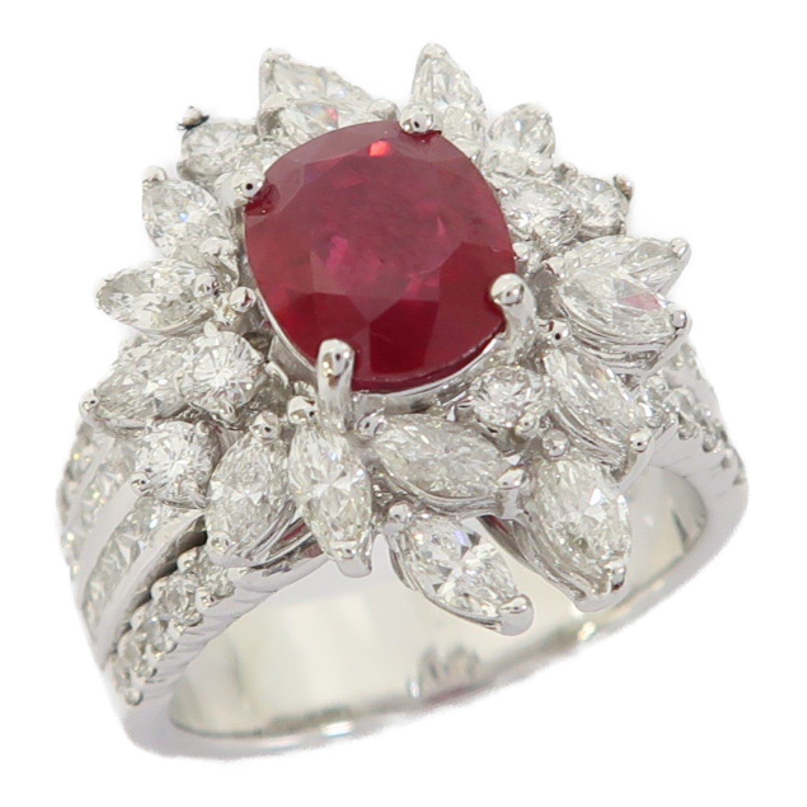 JEWELRY 18K白金Ruby Ring戒指US#6.5