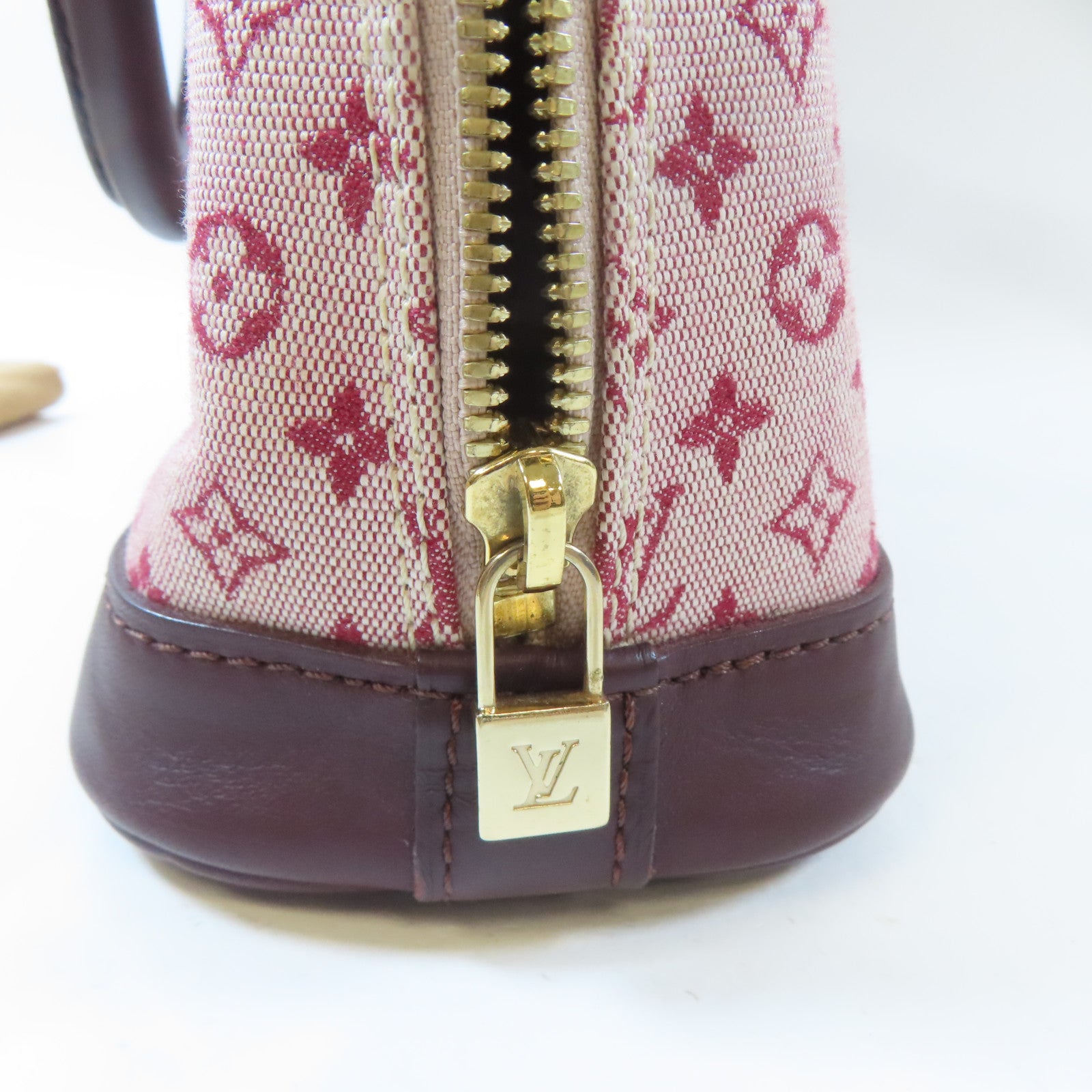LOUIS VUITTON Monogram Mini Alma Haut金扣手挽袋紅色
