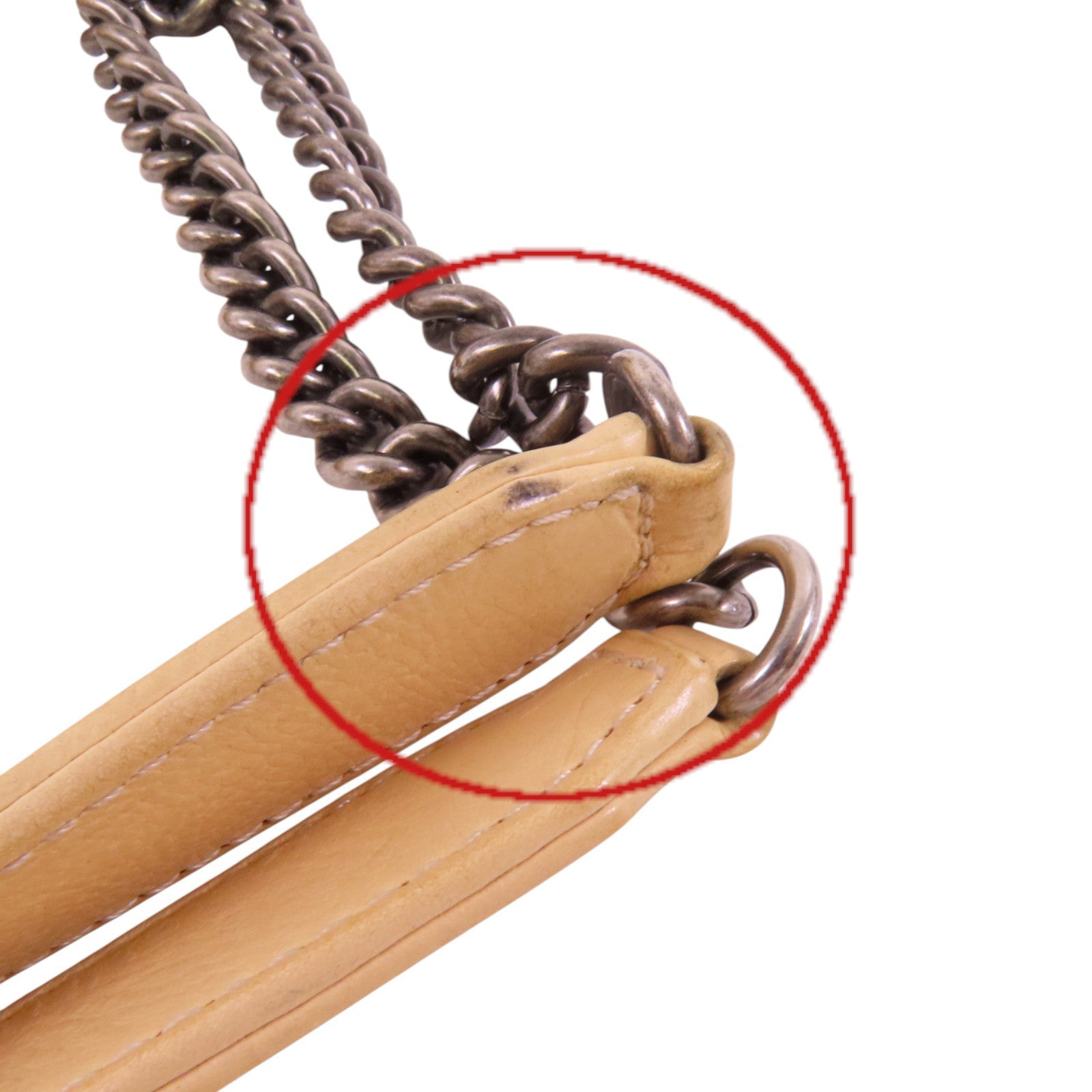 CHANEL 牛皮皮革Chain Shoulder銀扣鏈帶肩背袋