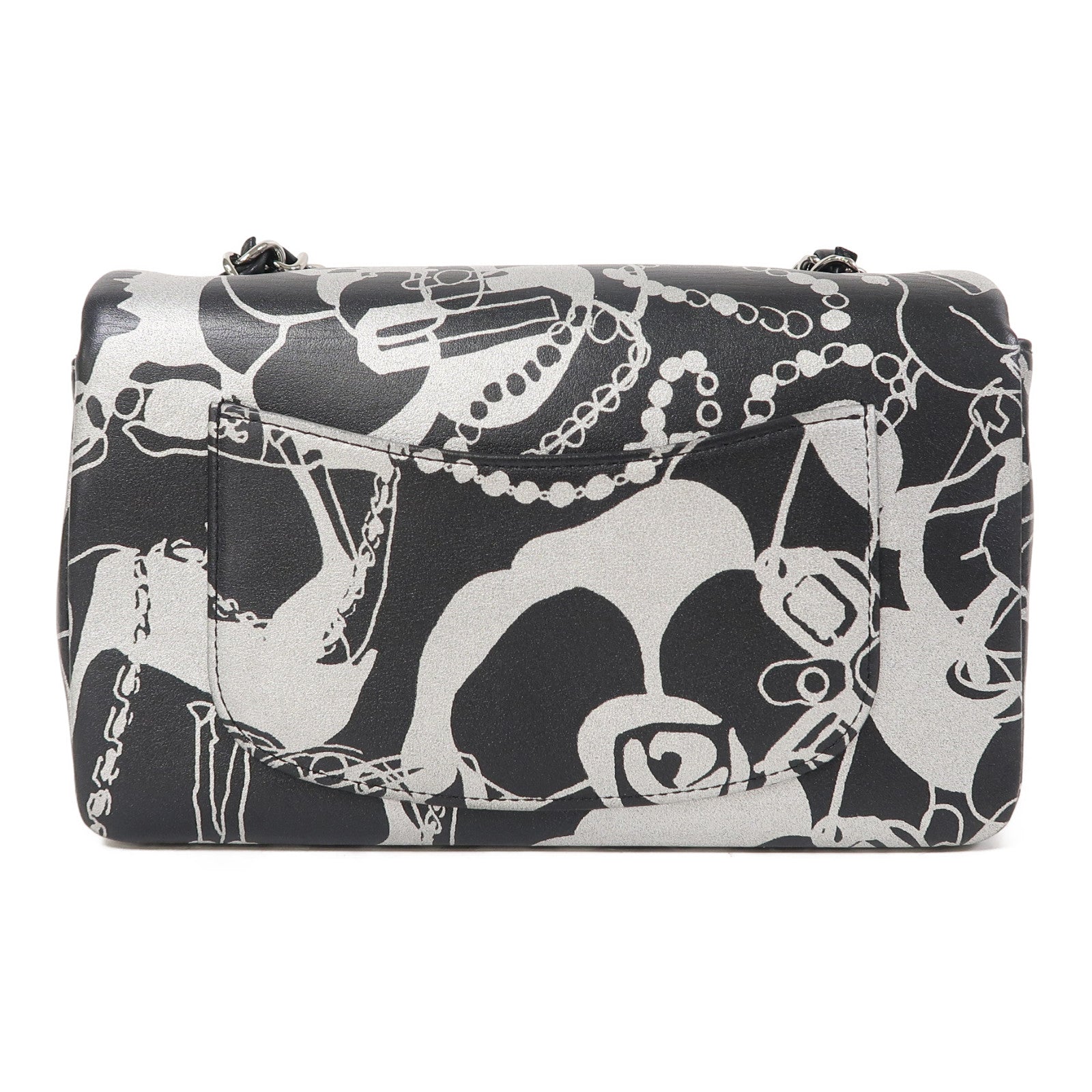 CHANEL 【激減優惠】牛皮皮革Chain Shoulder銀扣鏈帶肩背袋黑色/銀色