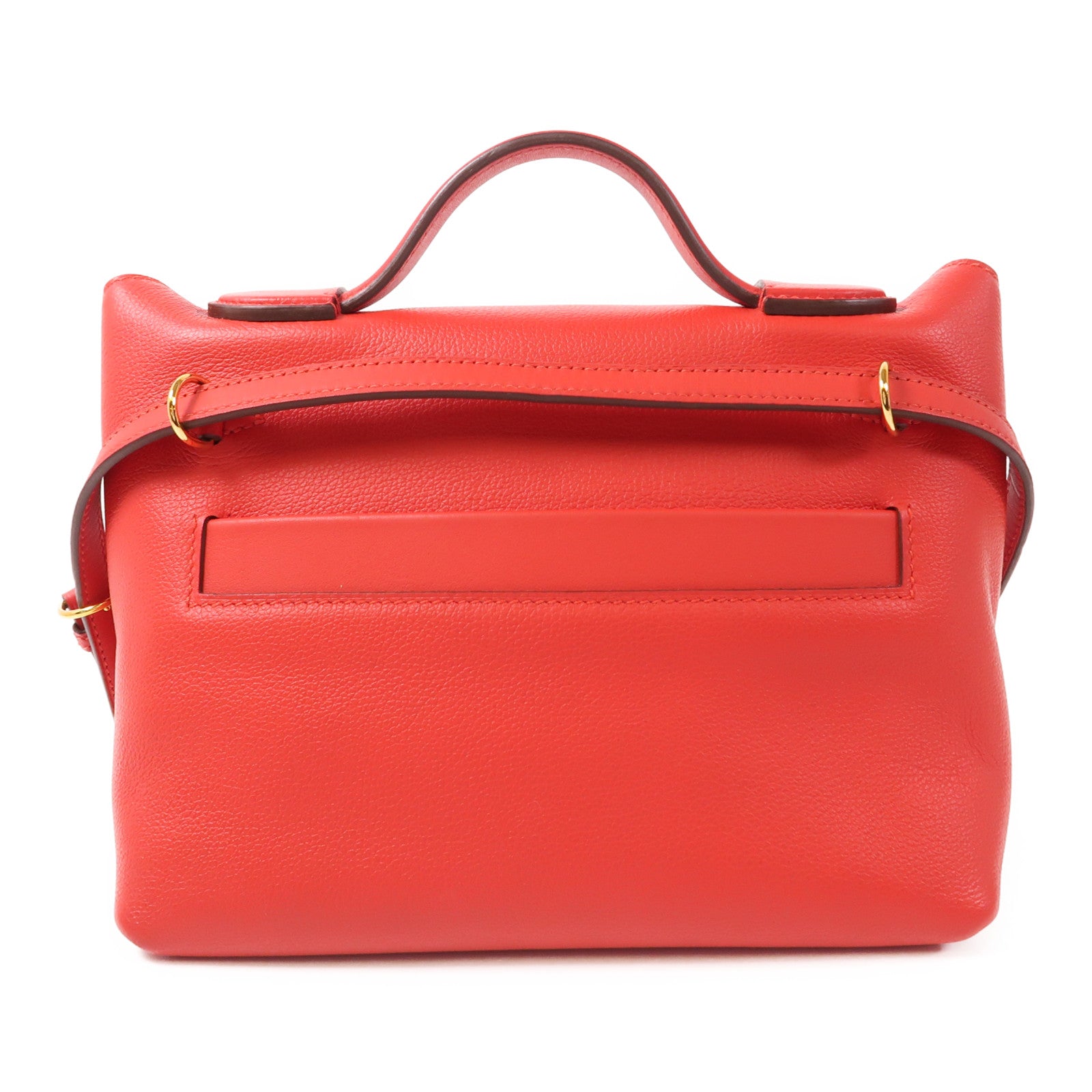 HERMES Evercolor皮革24/24 Mini金扣手挽肩背兩用袋Rouge Tomate