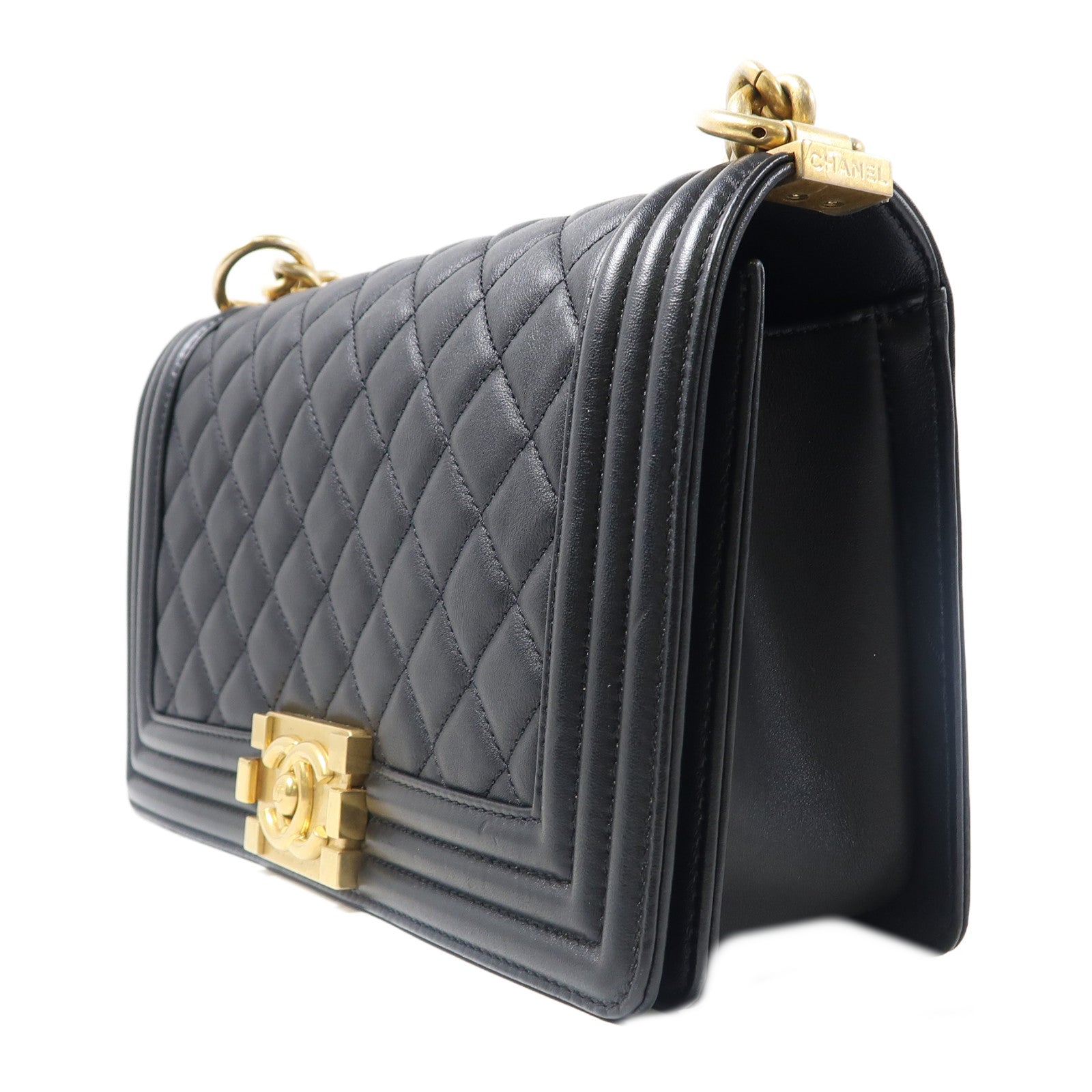 CHANEL 【激減優惠】菱格羊皮皮革Shoulder Bag金扣鏈帶肩背袋黑色