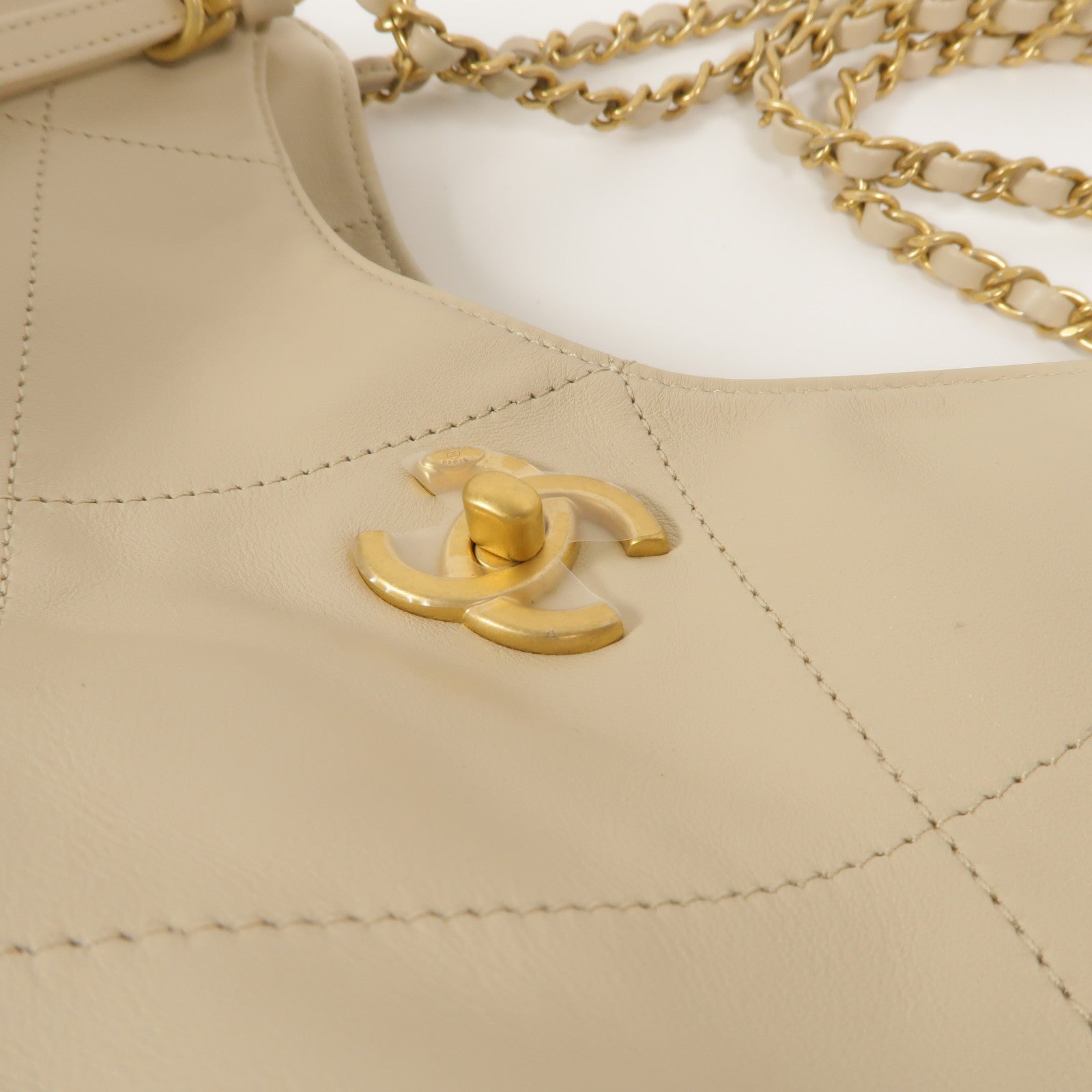 CHANEL 牛皮皮革Shopping Tote鏈帶肩背袋