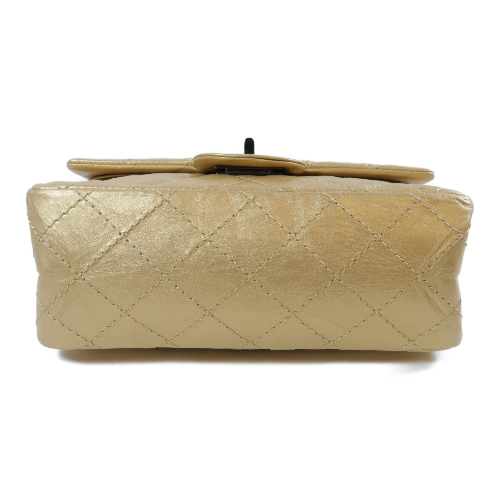 CHANEL **【激減優惠】菱格牛皮皮革2.55 Chain Shoulder Bag銀扣鏈帶肩背袋金色