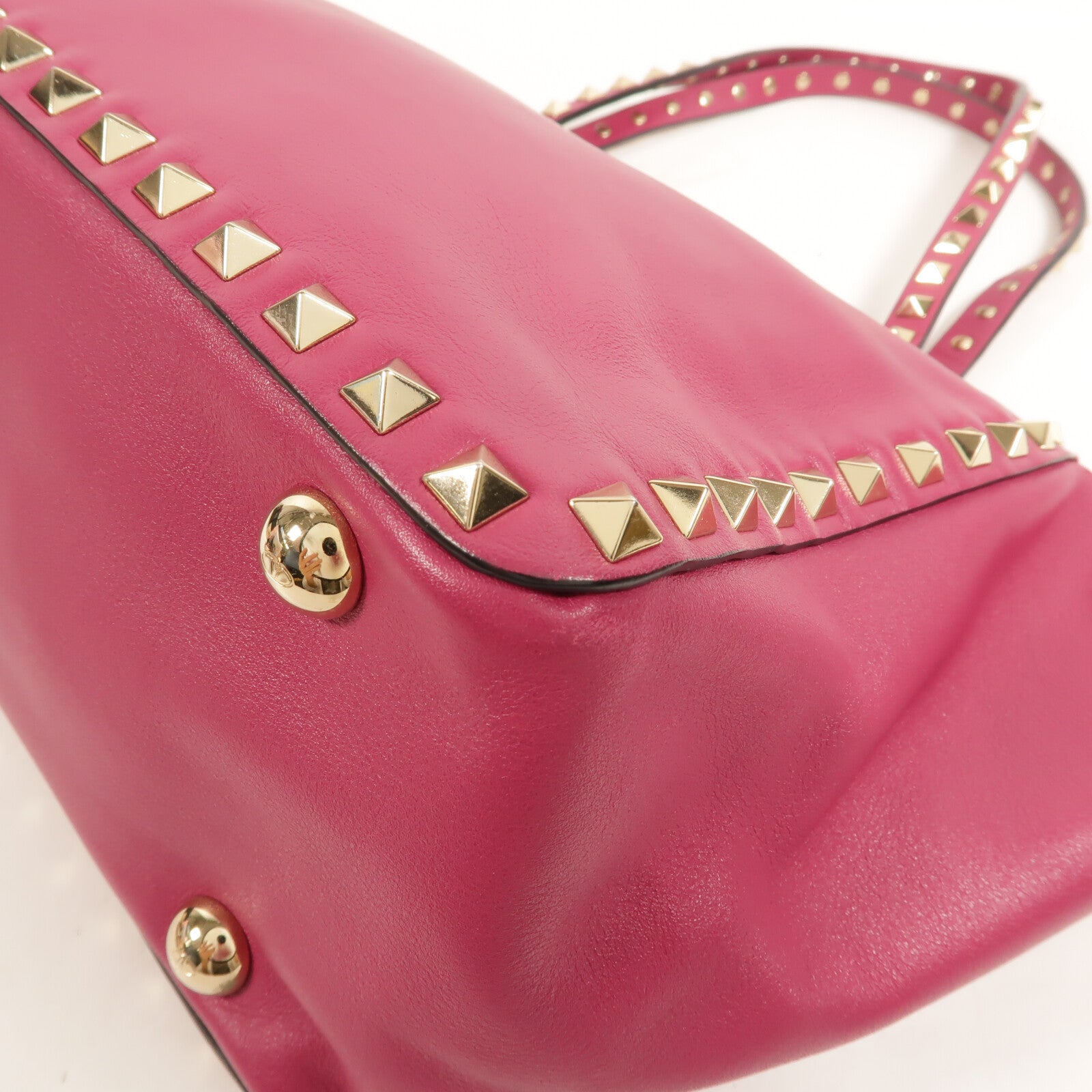 Valentino 牛皮皮革Rockstud Top Handle手挽肩背兩用袋