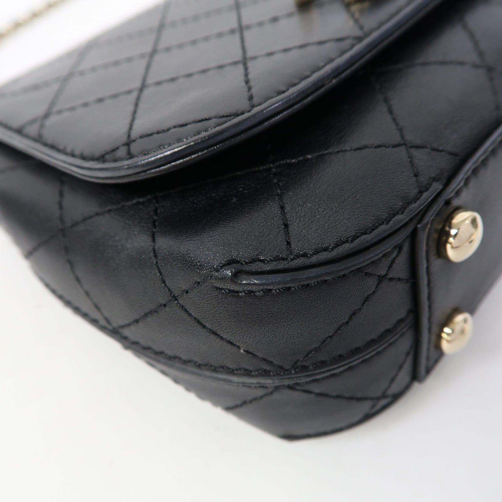 CHANEL 【激減優惠】菱格牛皮皮革Chain Shoulder Bag金扣鏈帶肩背袋黑色