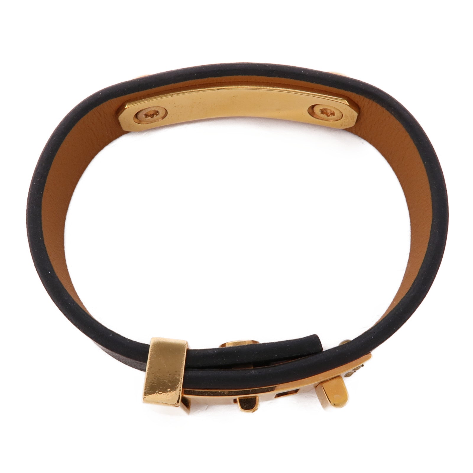 HERMES Swift皮革Mini Dog Bracelet金扣手鐲Noir