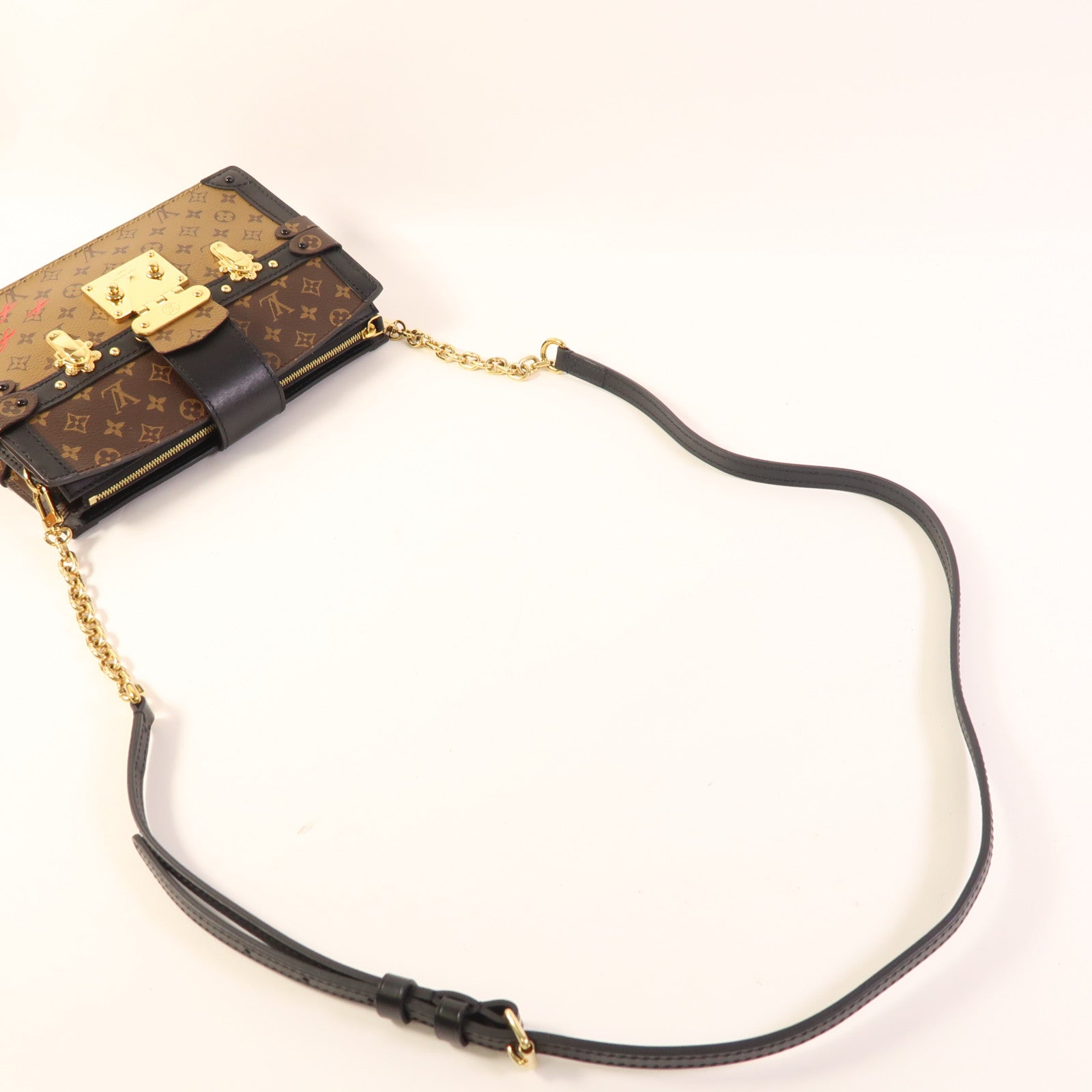 LOUIS VUITTON LV GHW Trunk Clutch Shoulder Bag M43596 Monogram Reverse Brown