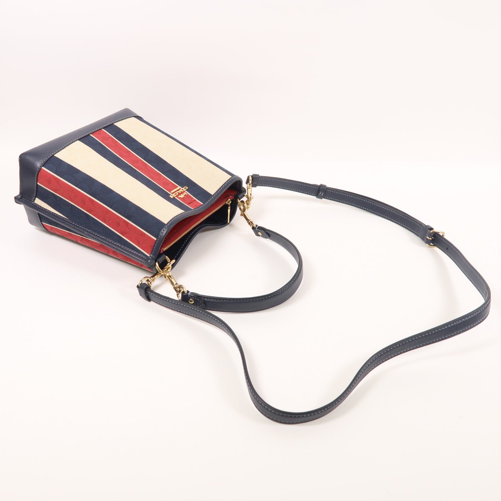 COACH 帆布Mollie Bucket Bag金扣手挽肩背兩用袋