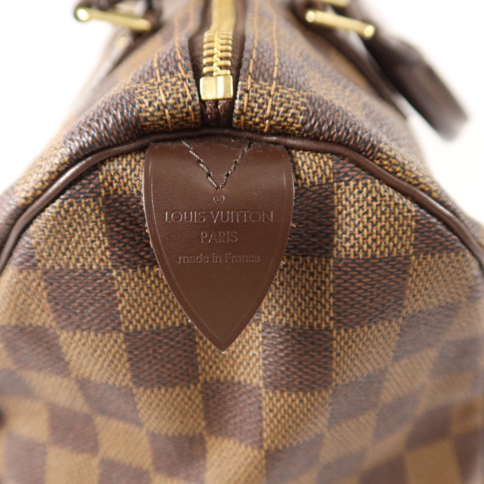 LOUIS VUITTON Damier Speedy 30金扣手挽袋