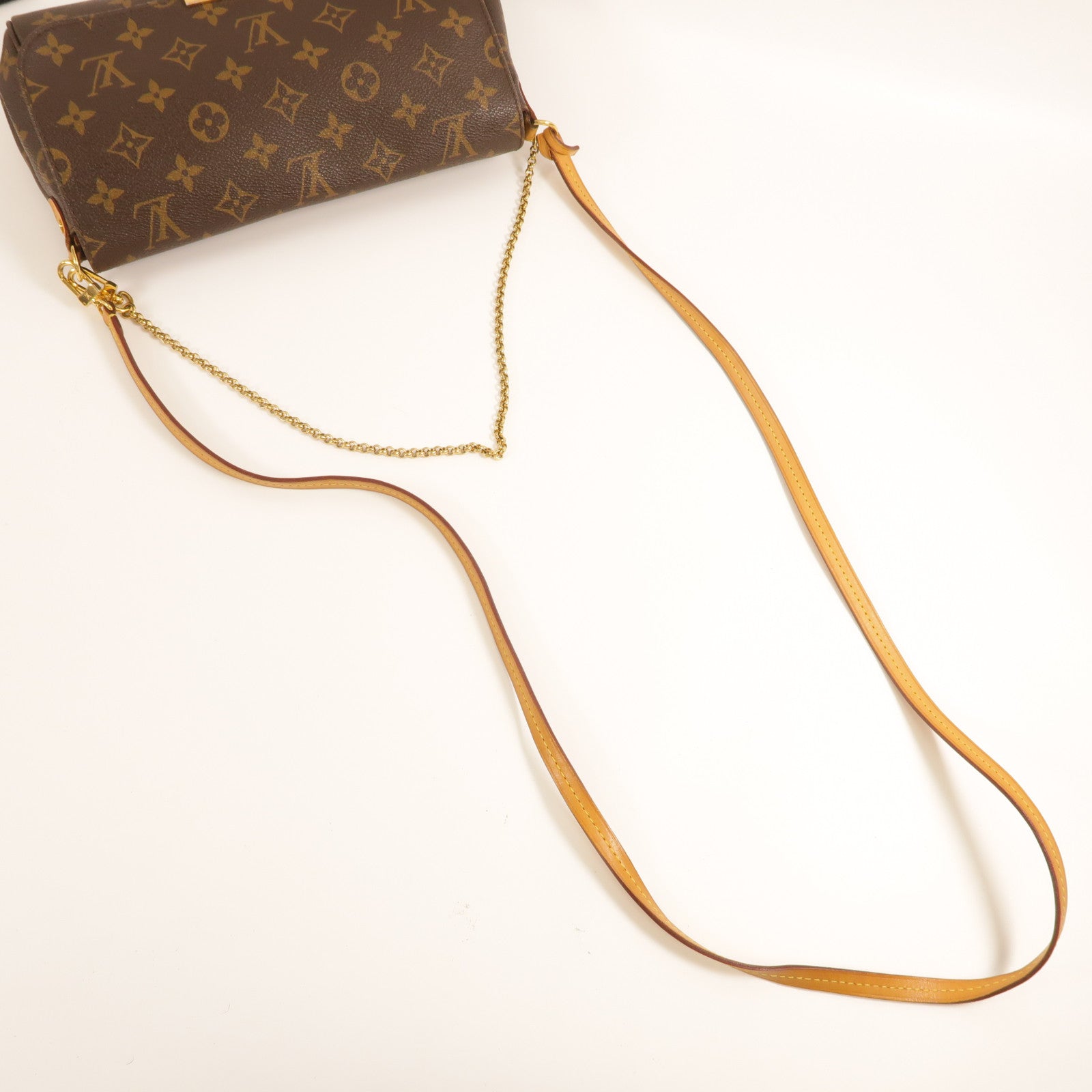 LOUIS VUITTON Monogram Favorite MM金扣手挽肩背兩用袋棕色