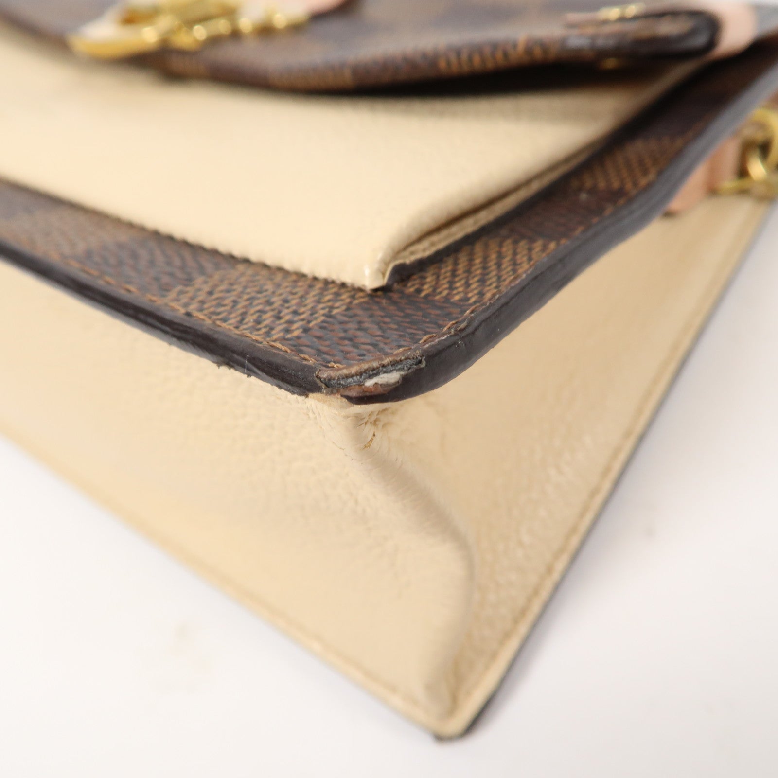 LOUIS VUITTON 【激減優惠】Damier Vavin Chain Wallet金扣鏈帶肩背袋啡色/米色