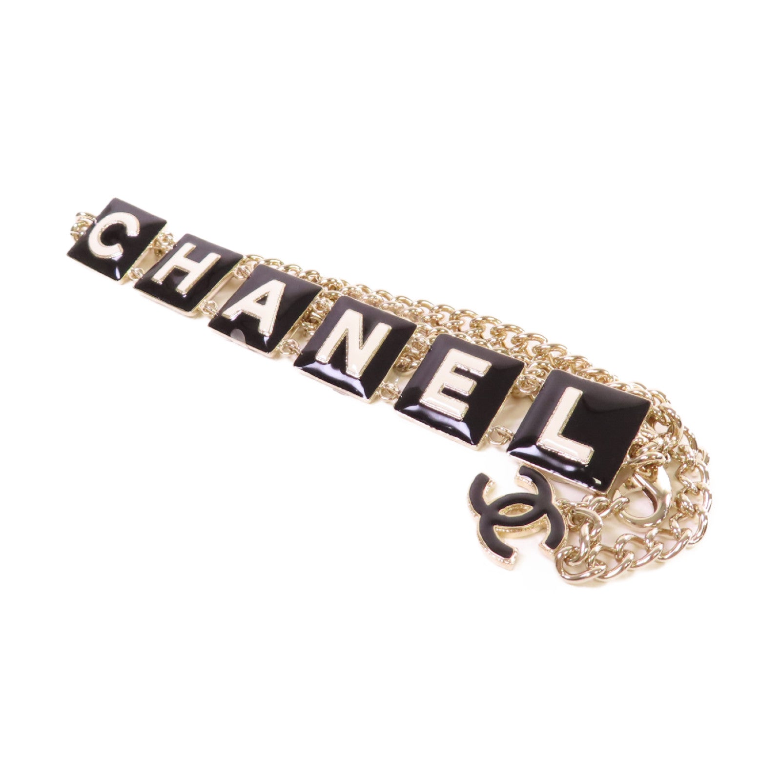 CHANEL 金屬Chain Belt金扣腰鏈黑色/金色