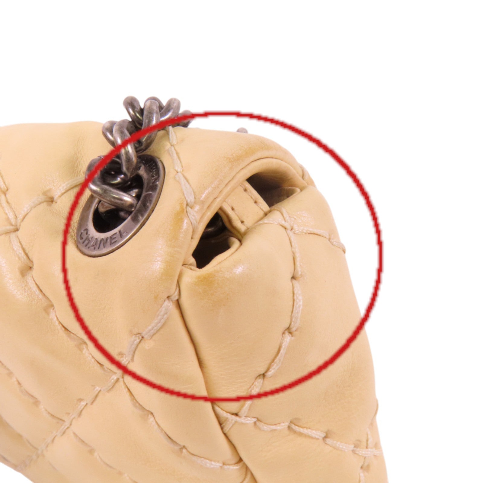 CHANEL 牛皮皮革Chain Shoulder銀扣鏈帶肩背袋