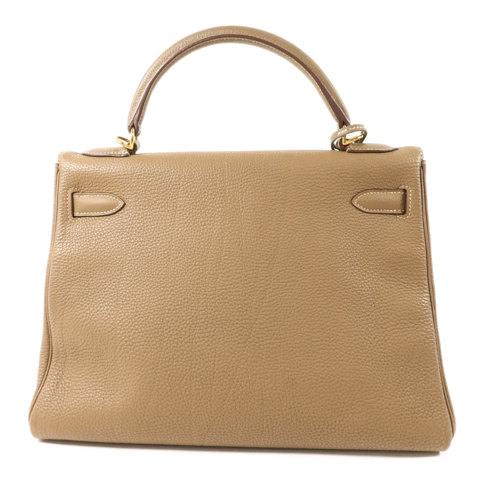 HERMES Togo皮革Kelly 32金扣手挽肩背兩用袋Etoupe