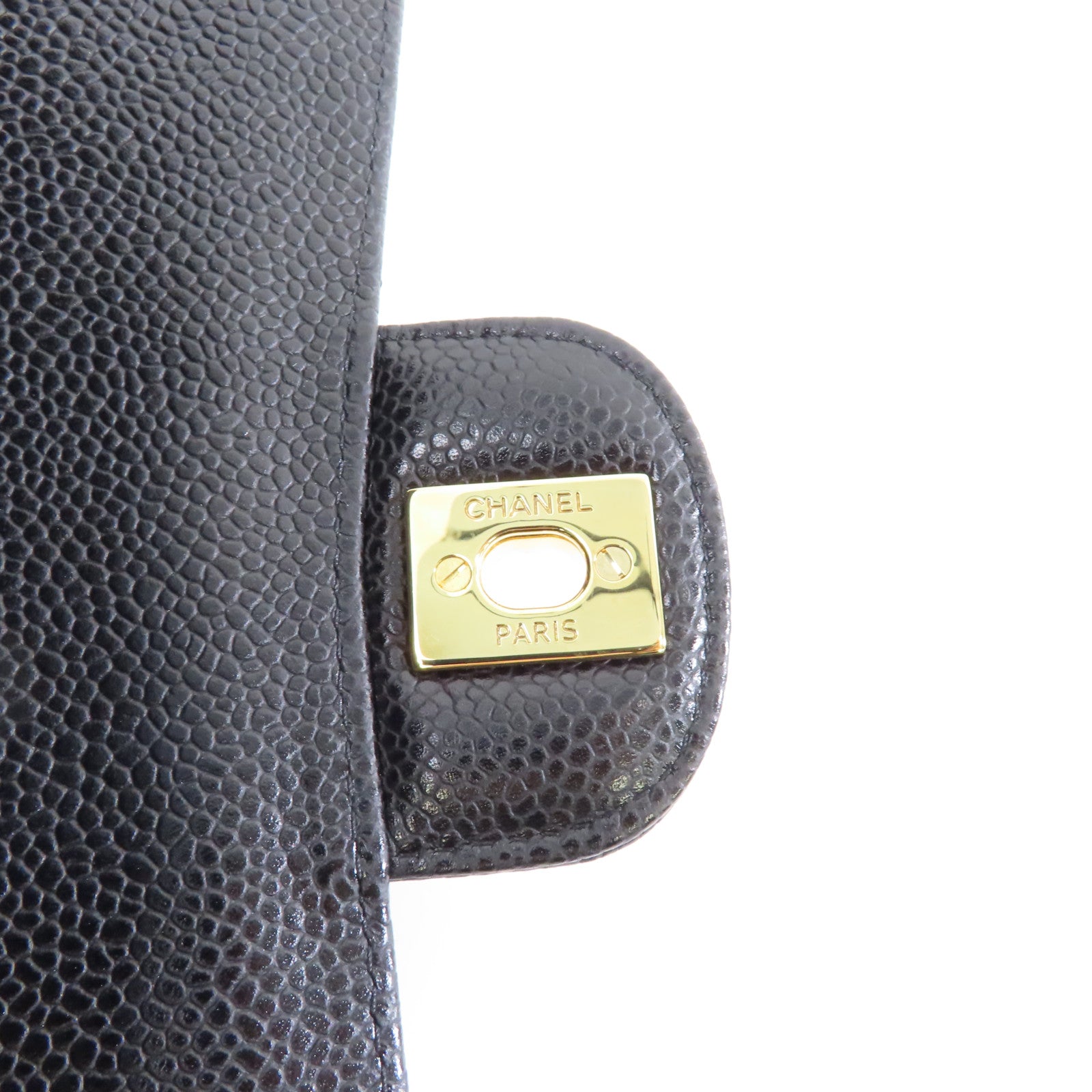 CHANEL 菱格Caviar皮革Classic 25金扣鏈帶肩背袋黑色