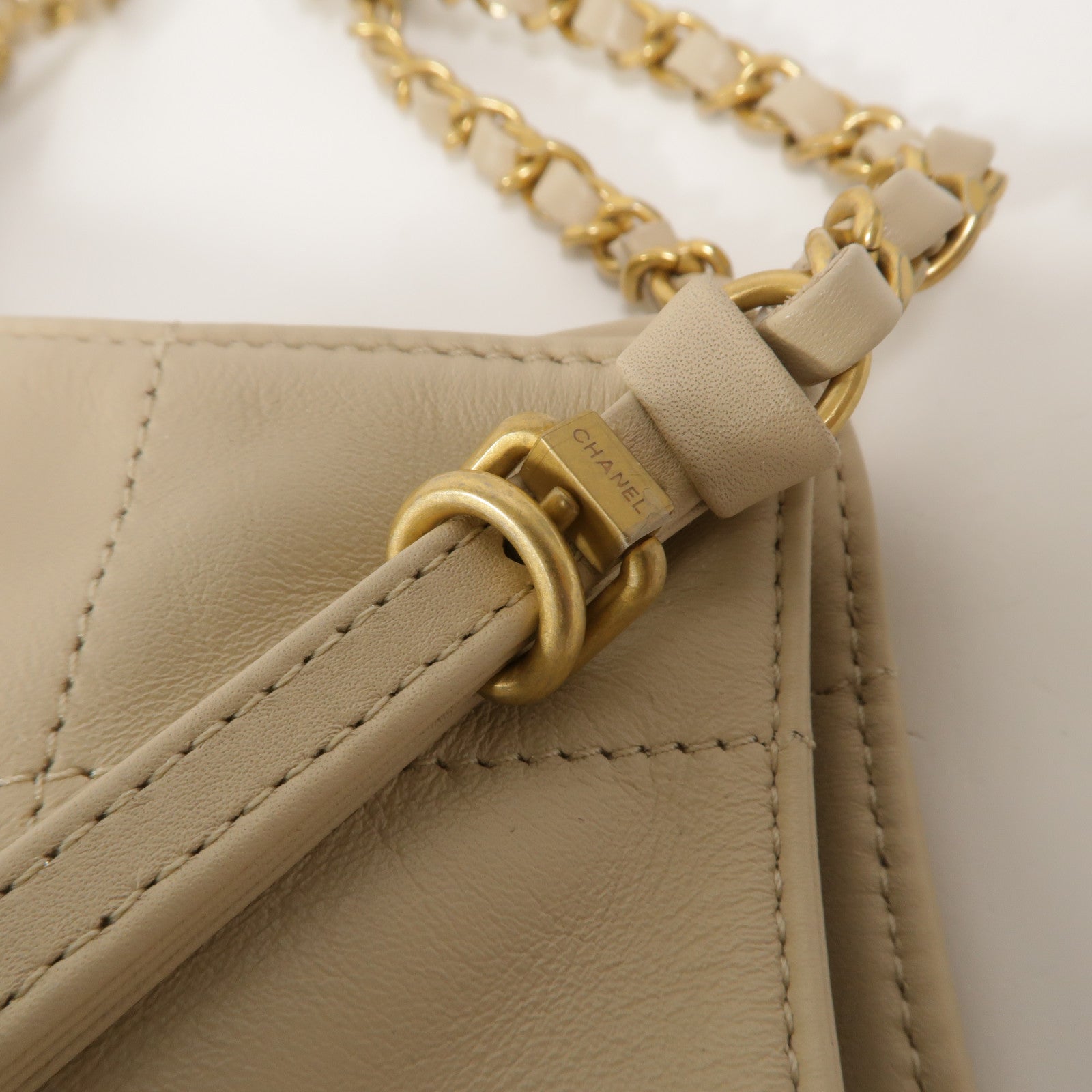 CHANEL 牛皮皮革Shopping Tote鏈帶肩背袋