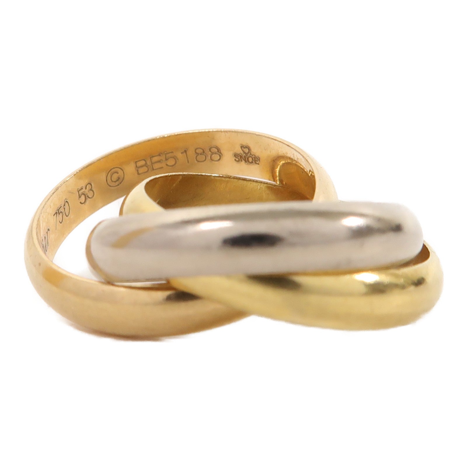 CARTIER 【激減優惠】18K黃金/白金/玫瑰金Trinity Ring 11.7g戒指US#5