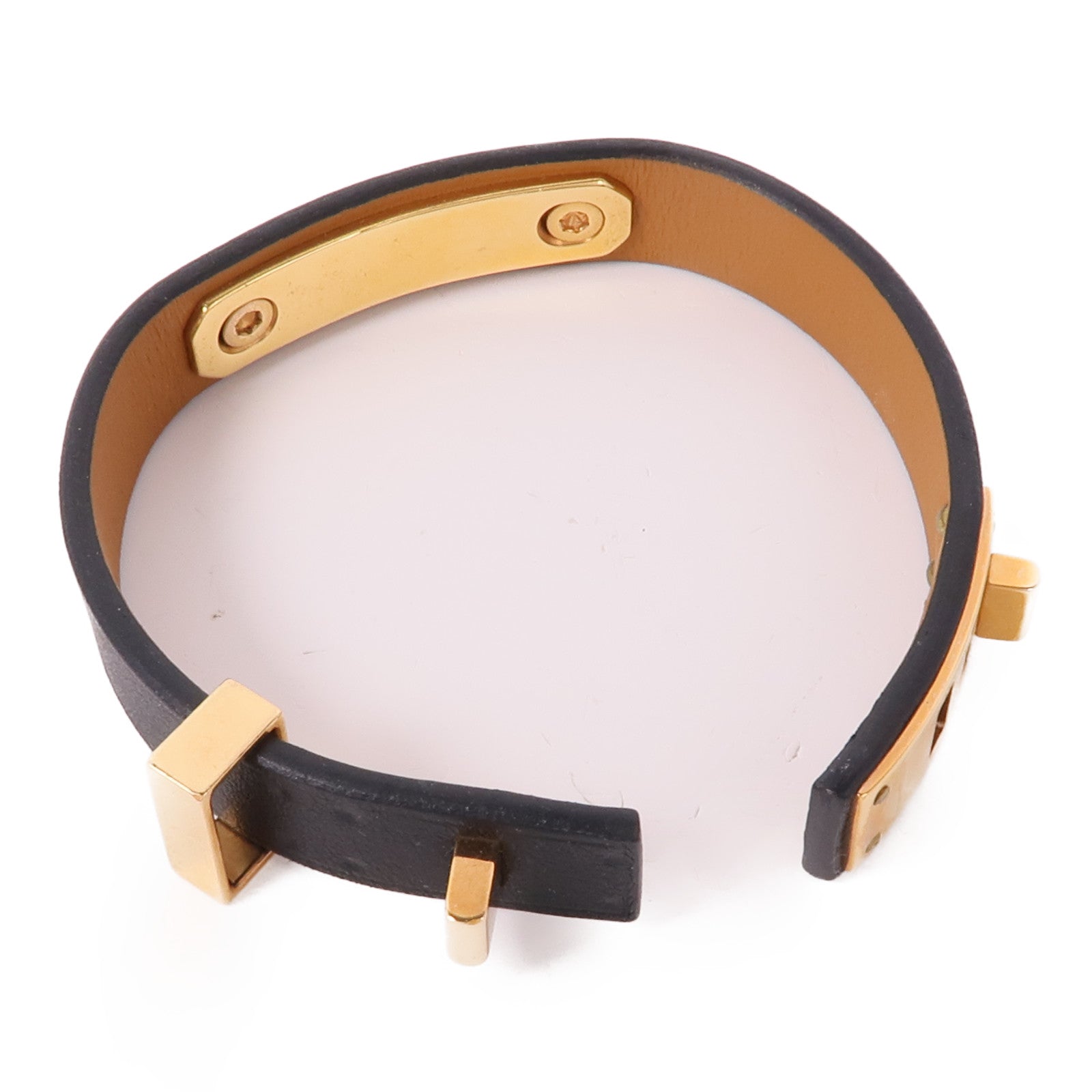 HERMES Swift皮革Mini Dog Bracelet金扣手鐲Noir