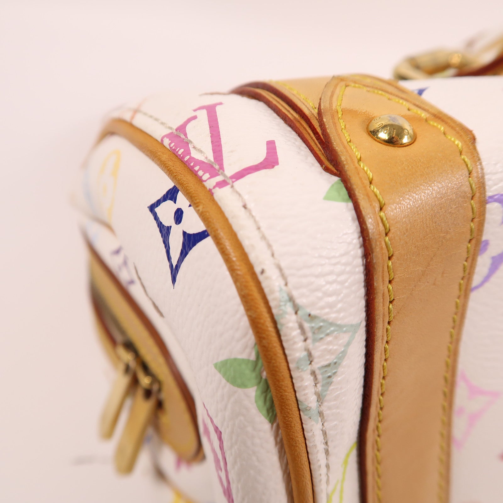 LOUIS VUITTON 【激減優惠】Monogram Multicolore Priscilla金扣手挽袋白色