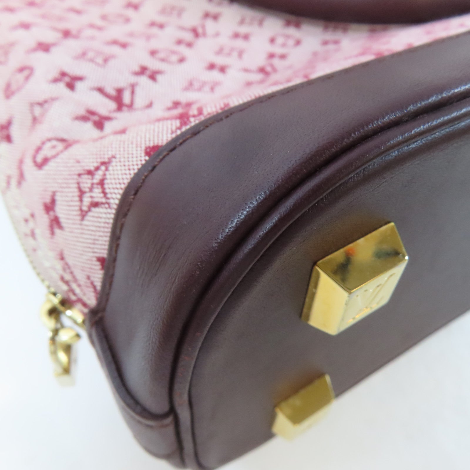 LOUIS VUITTON Monogram Mini Alma Haut金扣手挽袋紅色