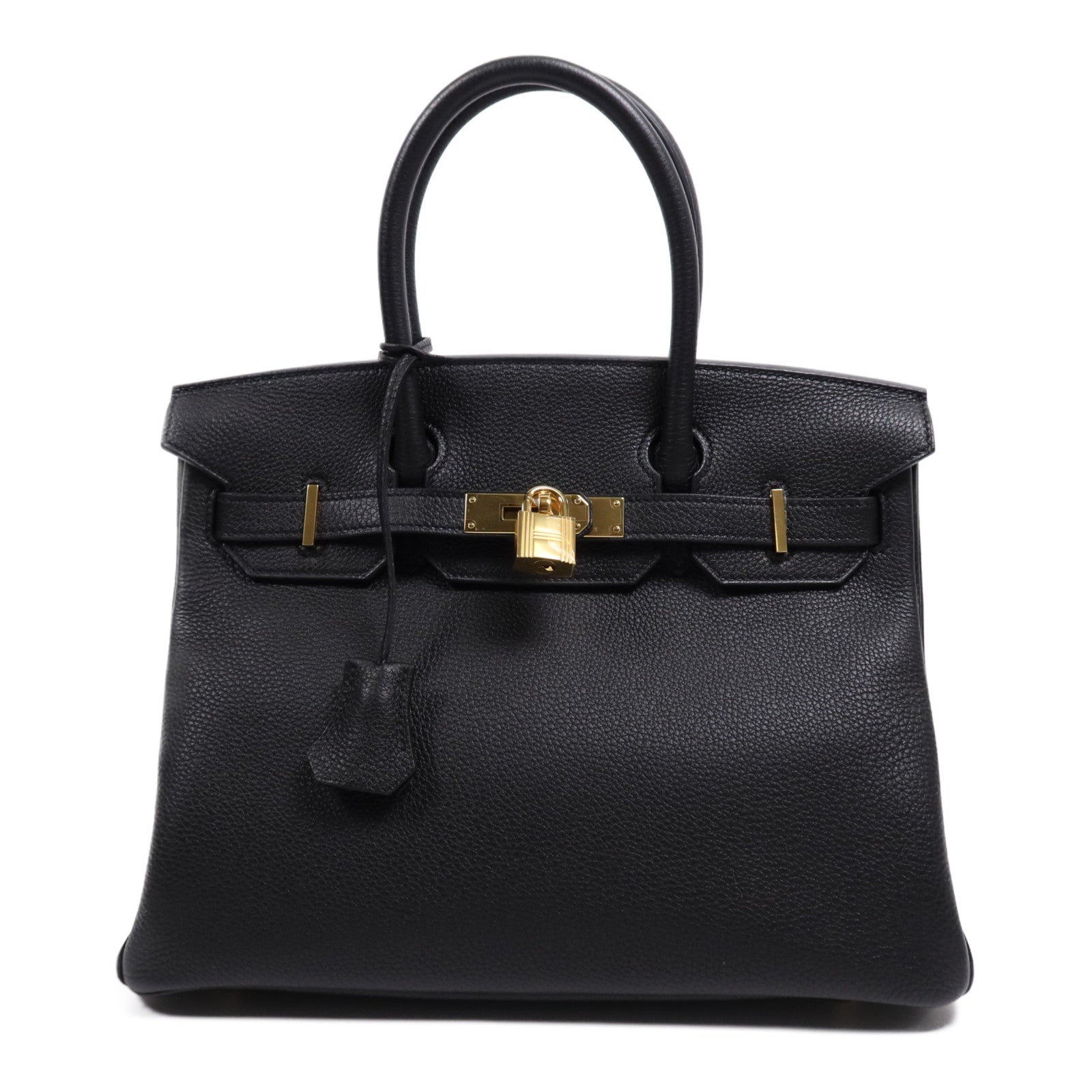 HERMES Clemence皮革Birkin 30金扣手挽袋Noir