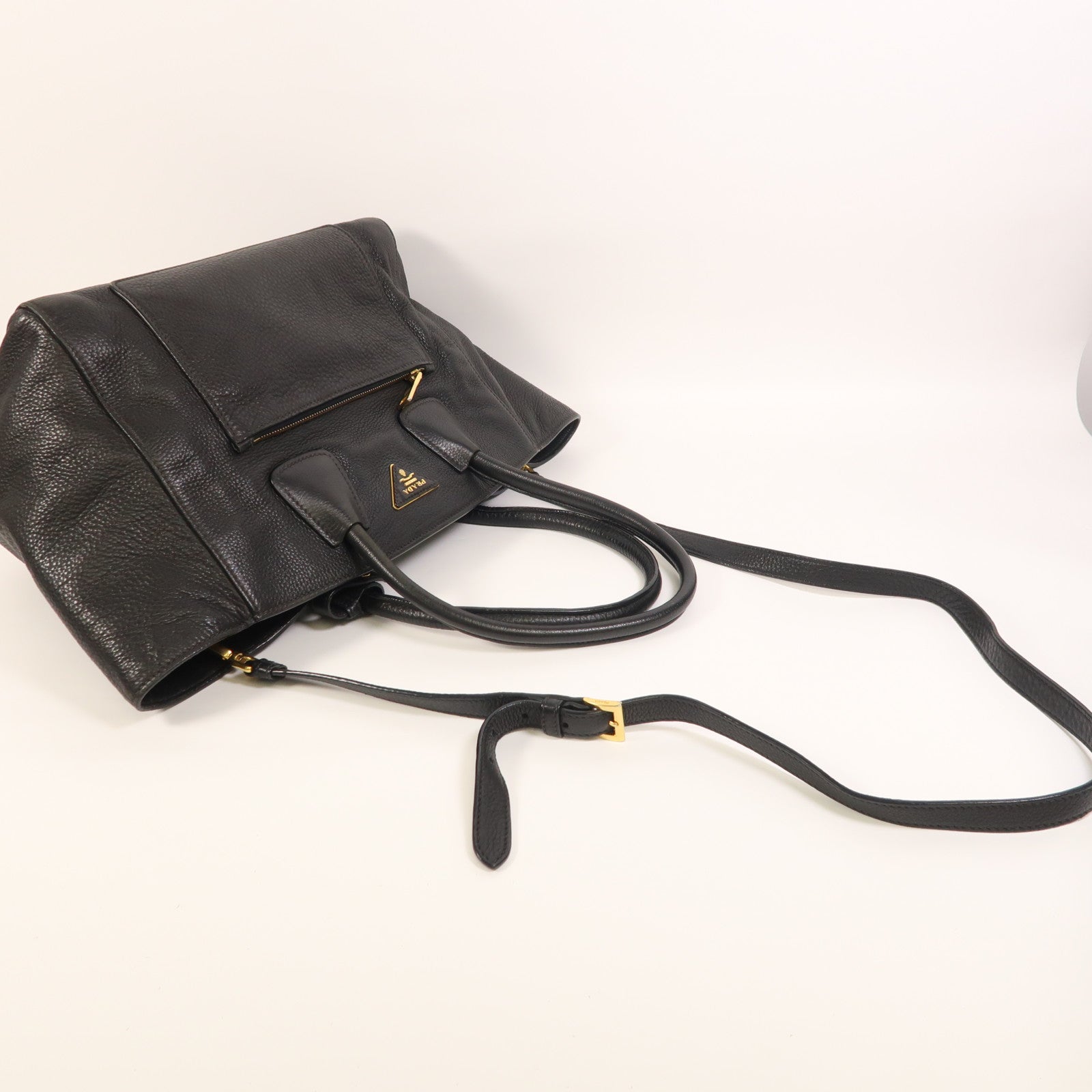 PRADA 牛皮皮革2 Way Shoulder金扣手挽肩背兩用袋