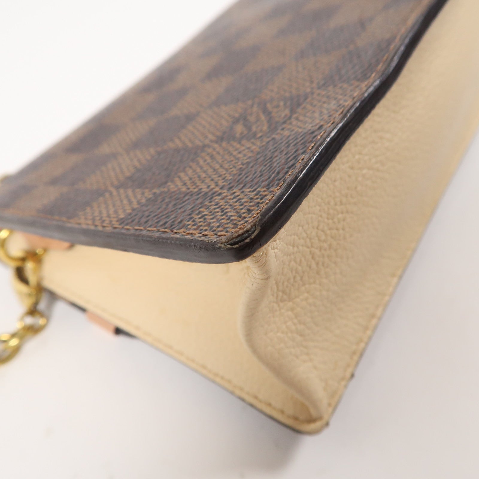 LOUIS VUITTON 【激減優惠】Damier Vavin Chain Wallet金扣鏈帶肩背袋啡色/米色