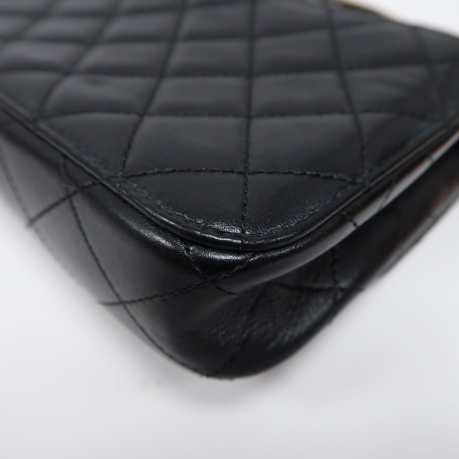 CHANEL 菱格羊皮皮革Chain Shoulder Bag金扣鏈帶手挽肩背兩用袋黑色