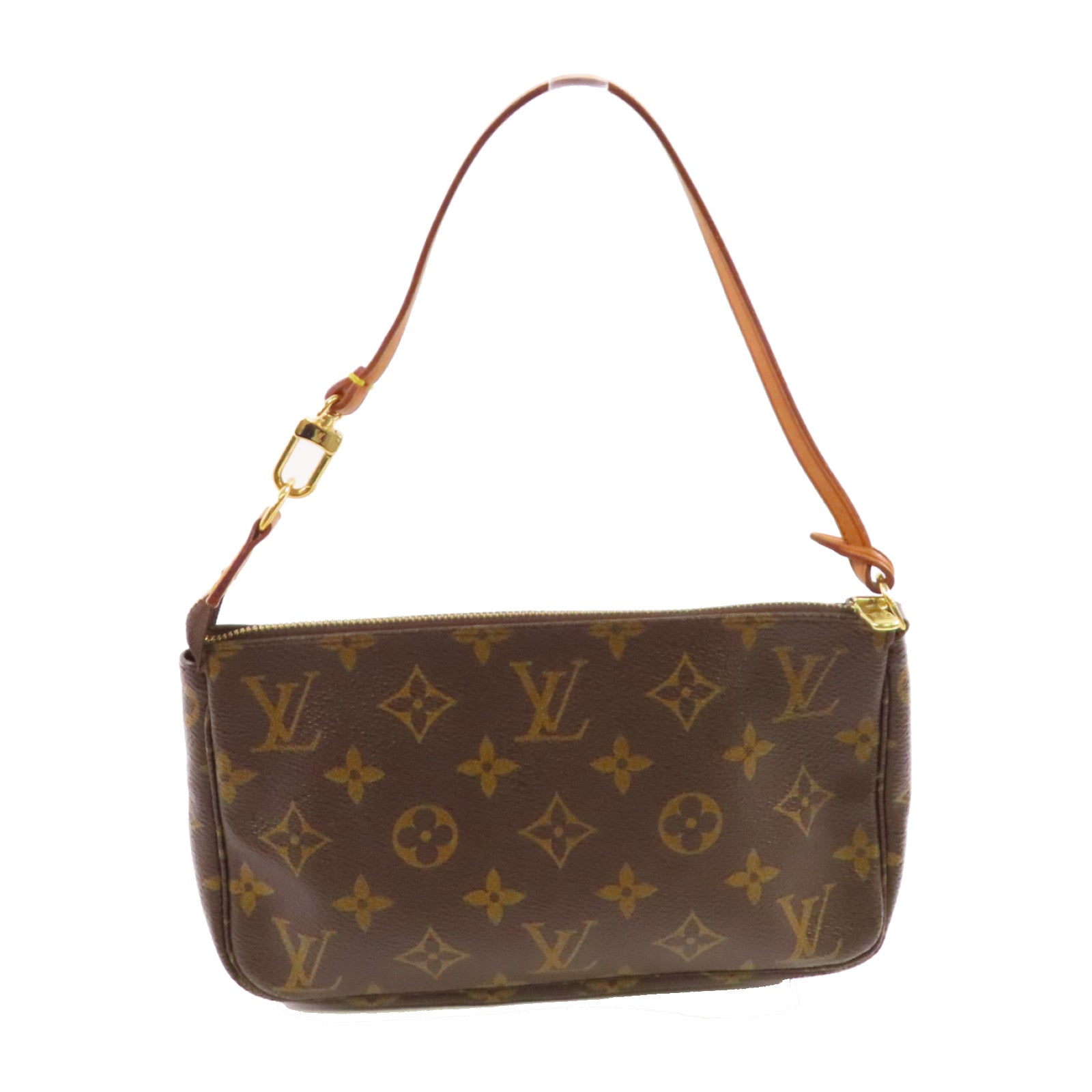 LOUIS VUITTON Monogram Pochette Accessories Hand Bag金扣手挽袋啡色