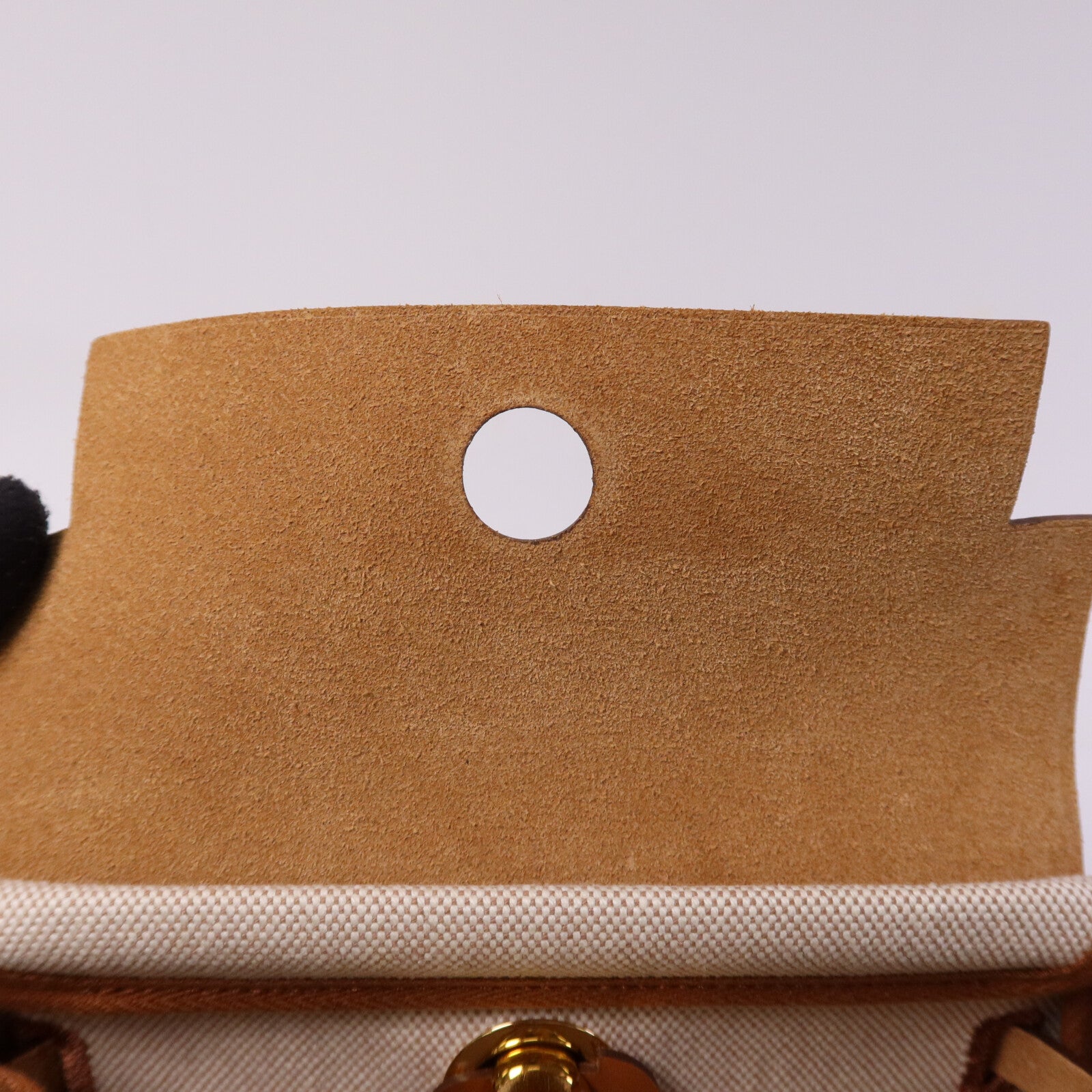HERMES 帆布Mini Herbag金扣肩背袋Fauve